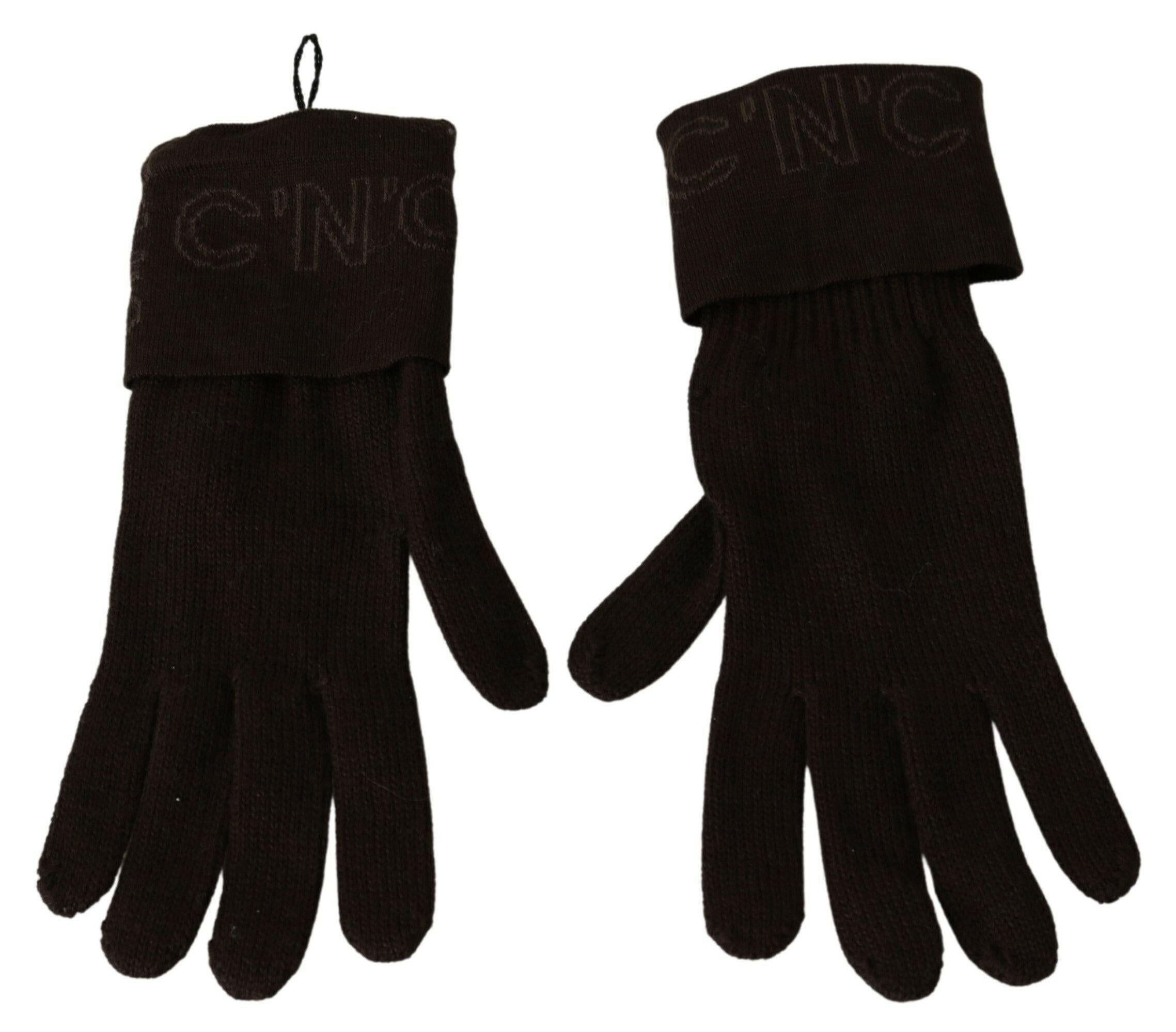 Costume National Brown Wool Knitted One Size Wrist Length Gloves.