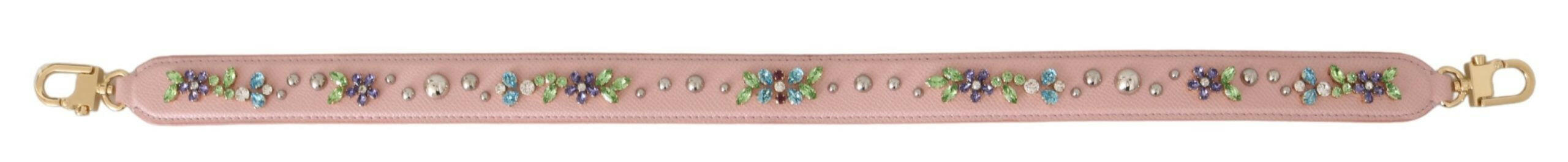Dolce & Gabbana Pink Leather Crystal Stud Accessory Shoulder Strap.
