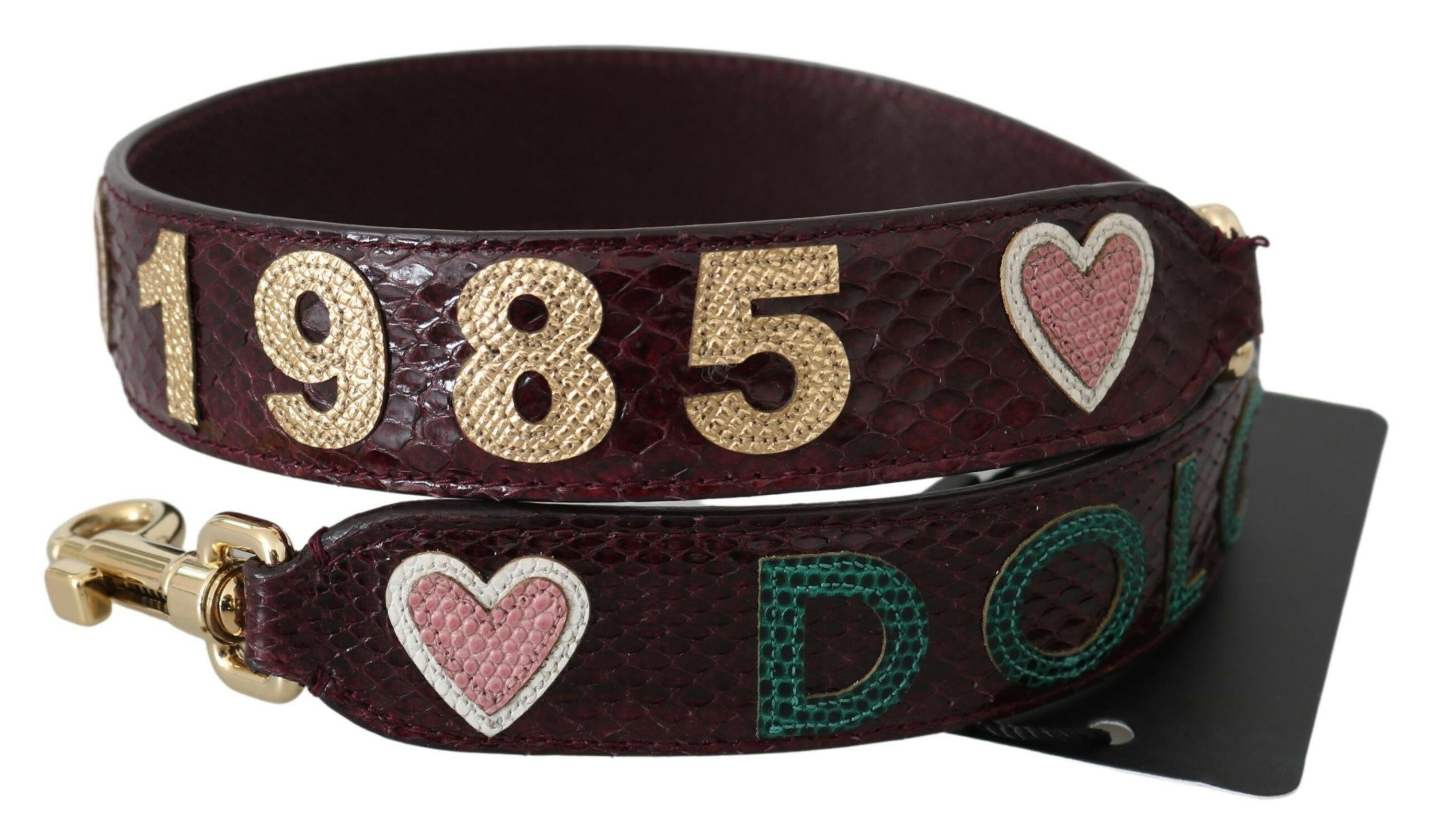 Dolce & Gabbana Bordeaux Exotic Skin Leather Belt Shoulder Strap.