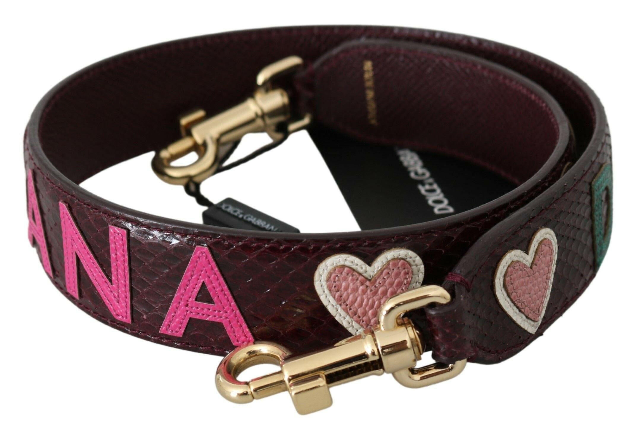 Dolce & Gabbana Bordeaux Exotic Skin Leather Belt Shoulder Strap.