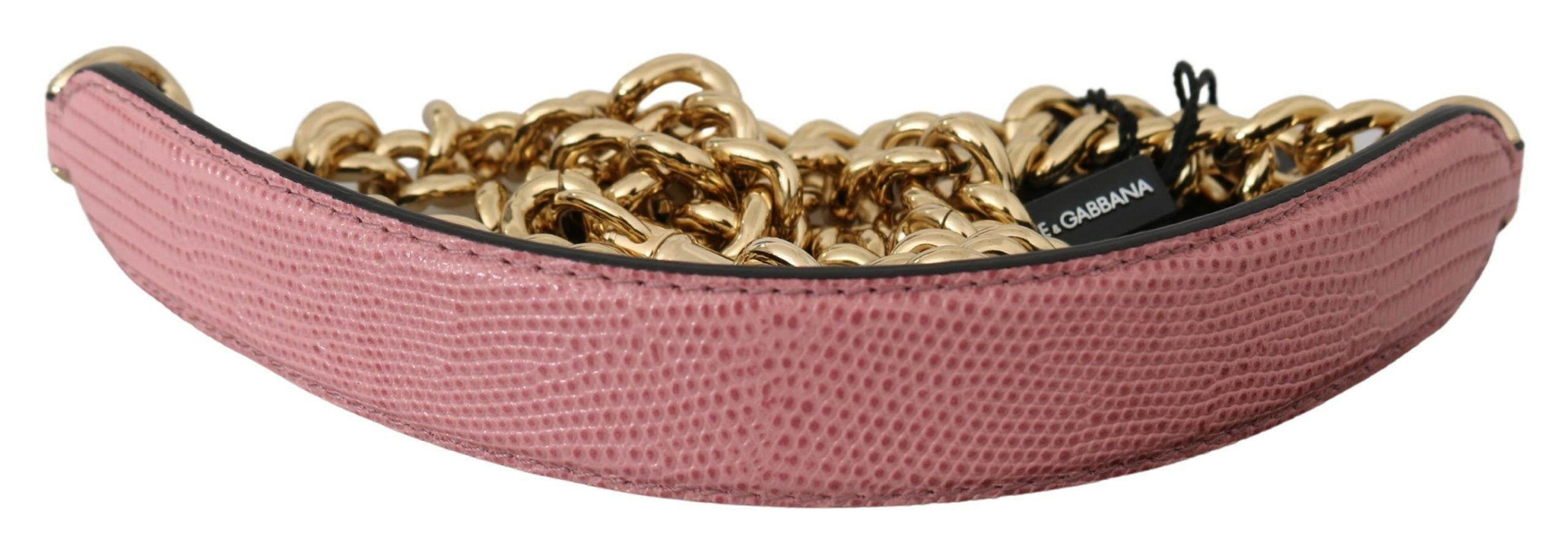 Dolce & Gabbana Pink Leather Gold Chain Accessory Shoulder Strap.