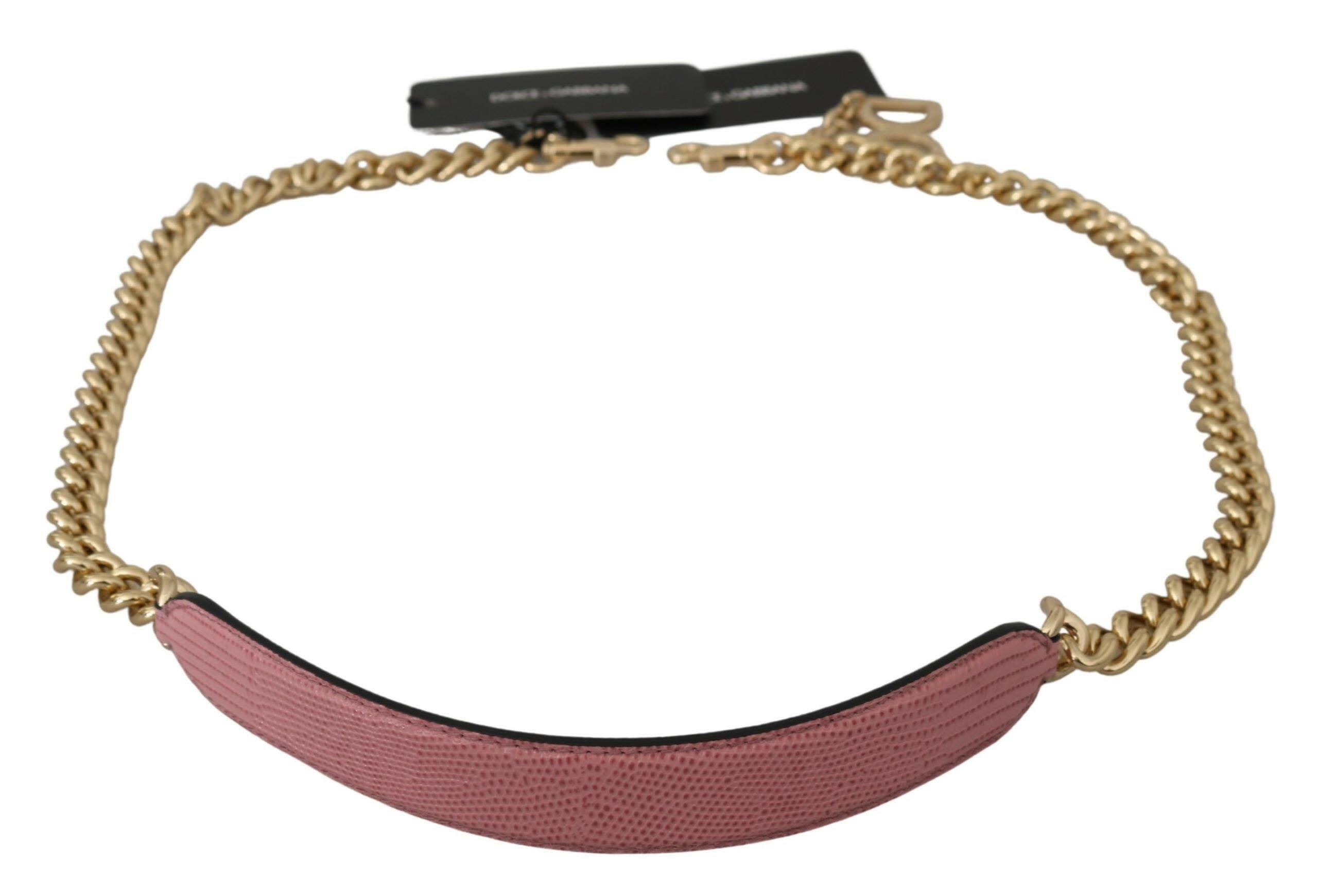 Dolce & Gabbana Pink Leather Gold Chain Accessory Shoulder Strap.