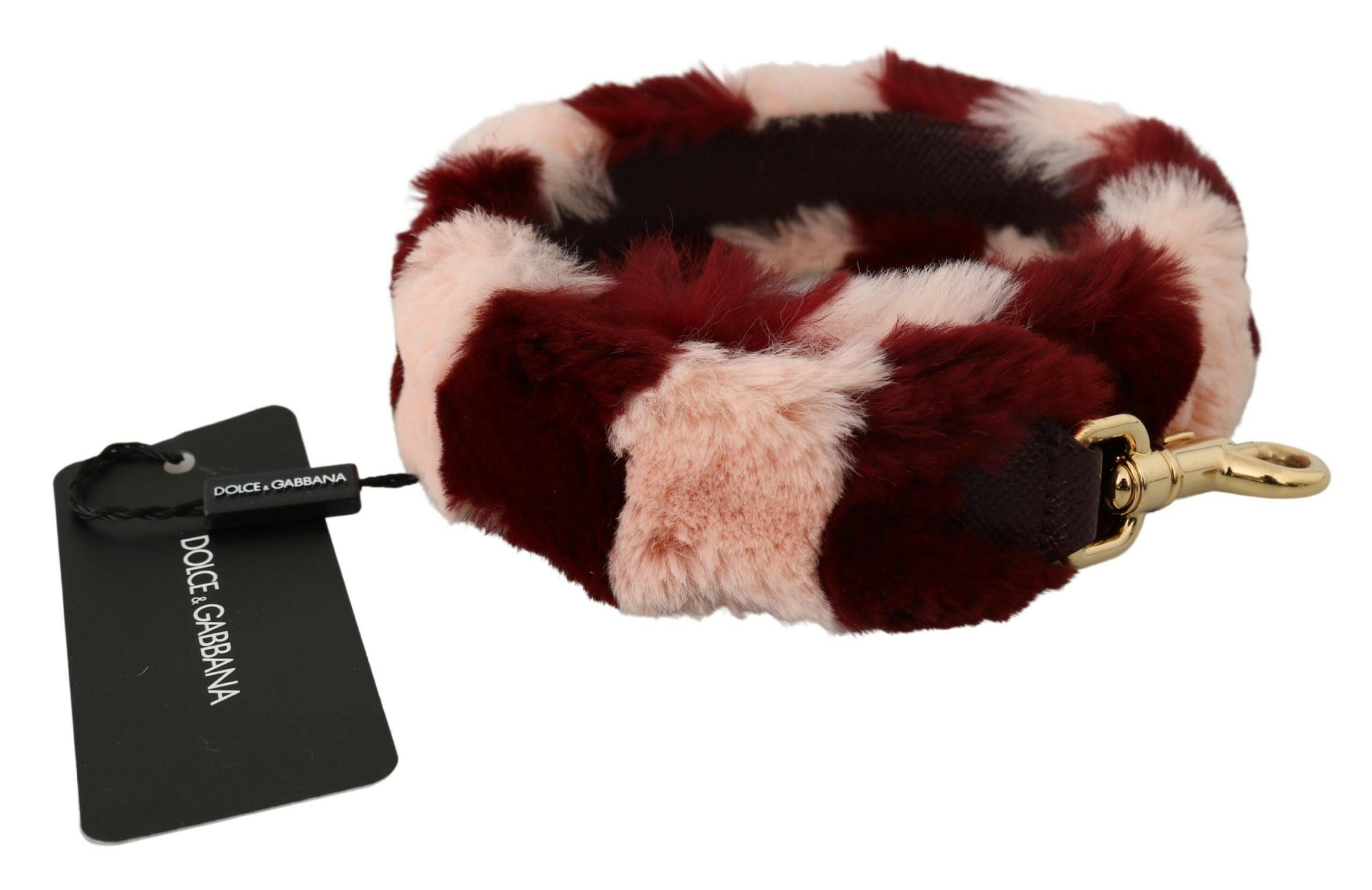 Dolce & Gabbana Pink Red Lapin Fur Accessory Shoulder Strap.