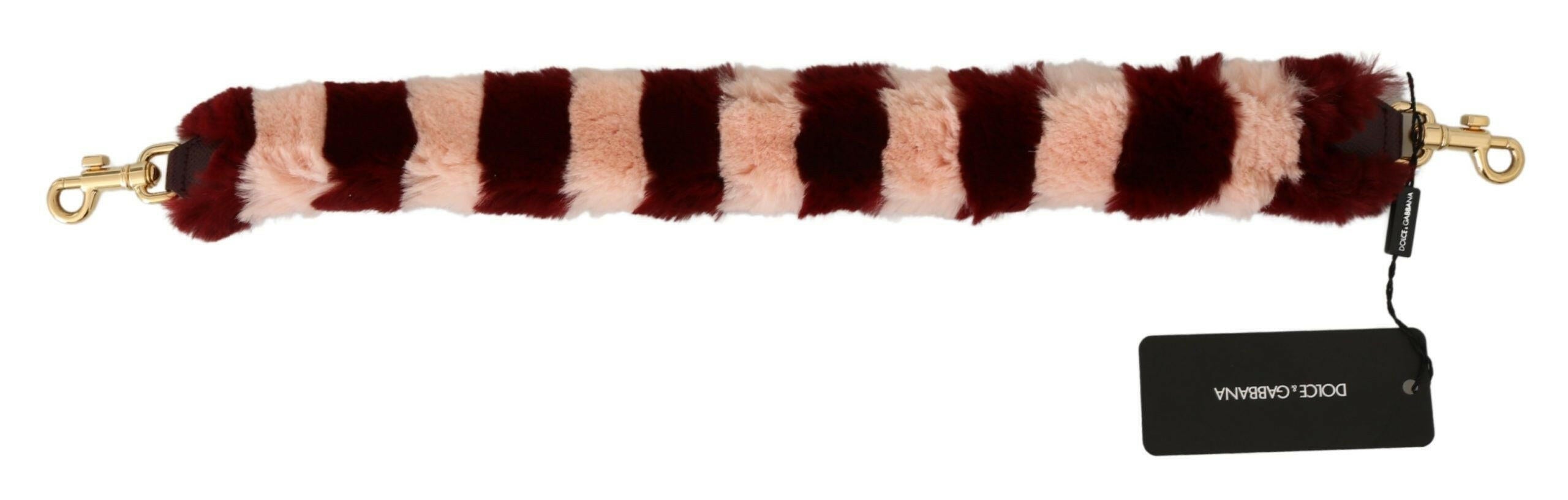 Dolce & Gabbana Pink Red Lapin Fur Accessory Shoulder Strap.
