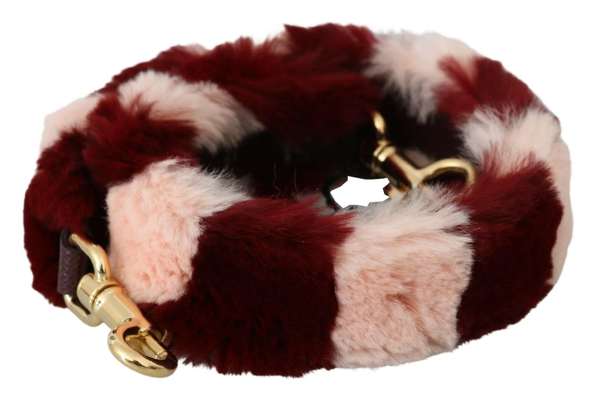 Dolce & Gabbana Pink Red Lapin Fur Accessory Shoulder Strap.