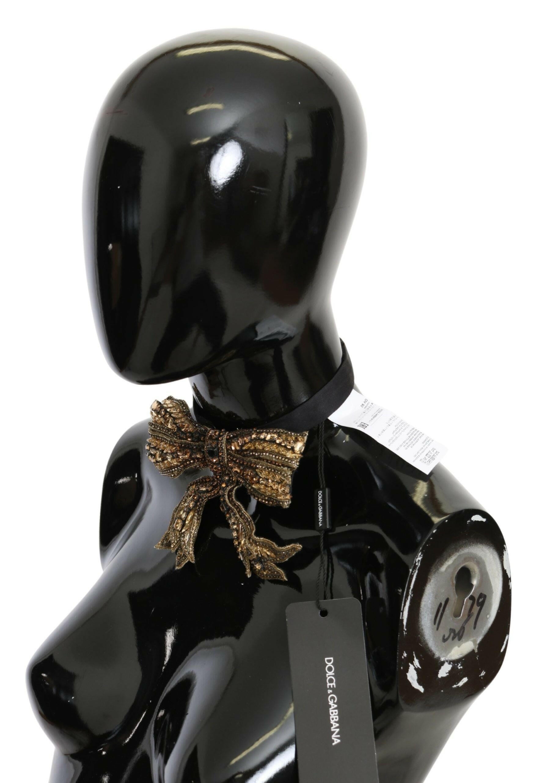 Dolce & Gabbana Gold Crystal Beaded Sequined 100% Silk Catwalk Necklace.