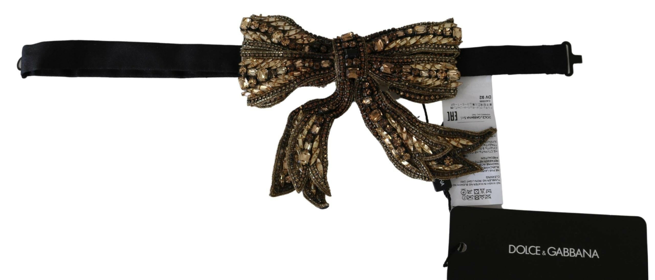 Dolce & Gabbana Gold Crystal Beaded Sequined 100% Silk Catwalk Necklace.
