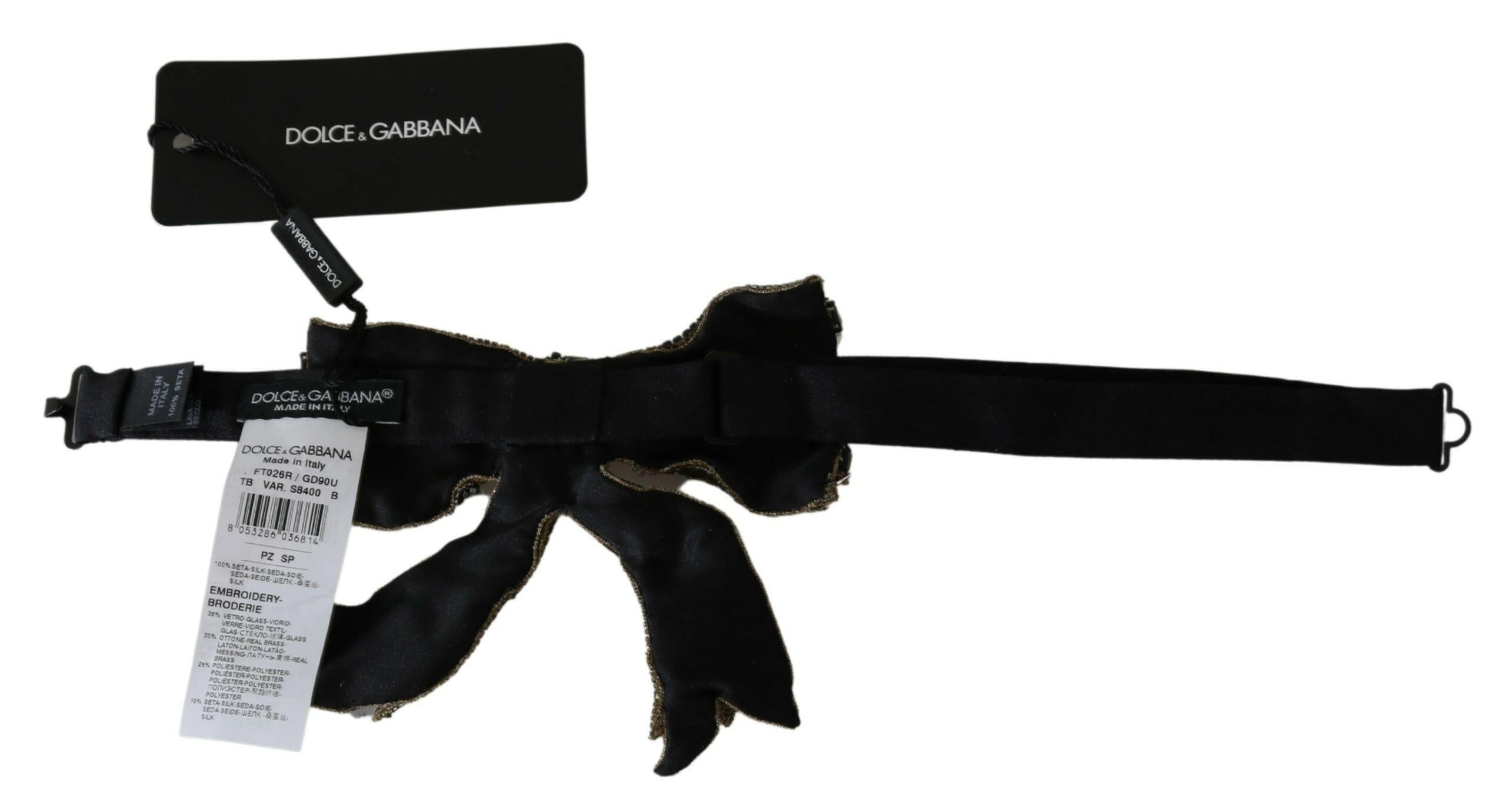 Dolce & Gabbana Gold Crystal Beaded Sequined 100% Silk Catwalk Necklace.