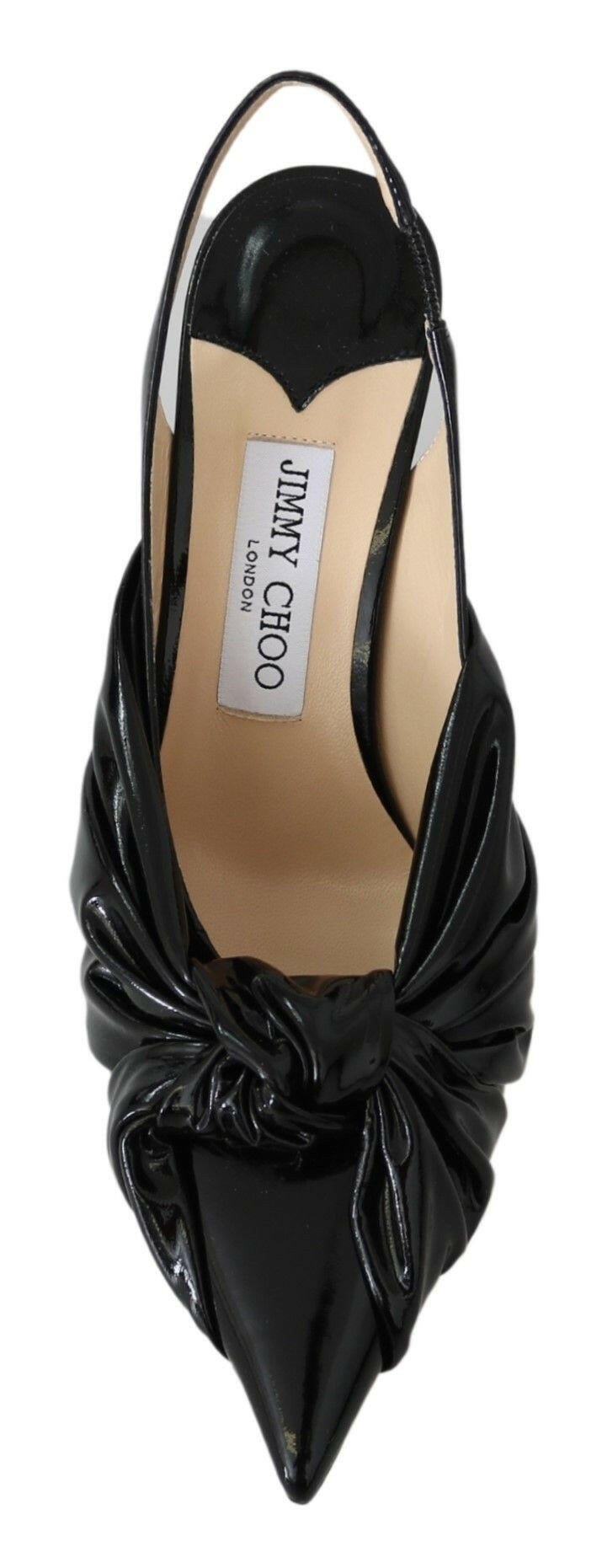 Jimmy Choo Elegant Black Leather Pointed Toe Pumps.