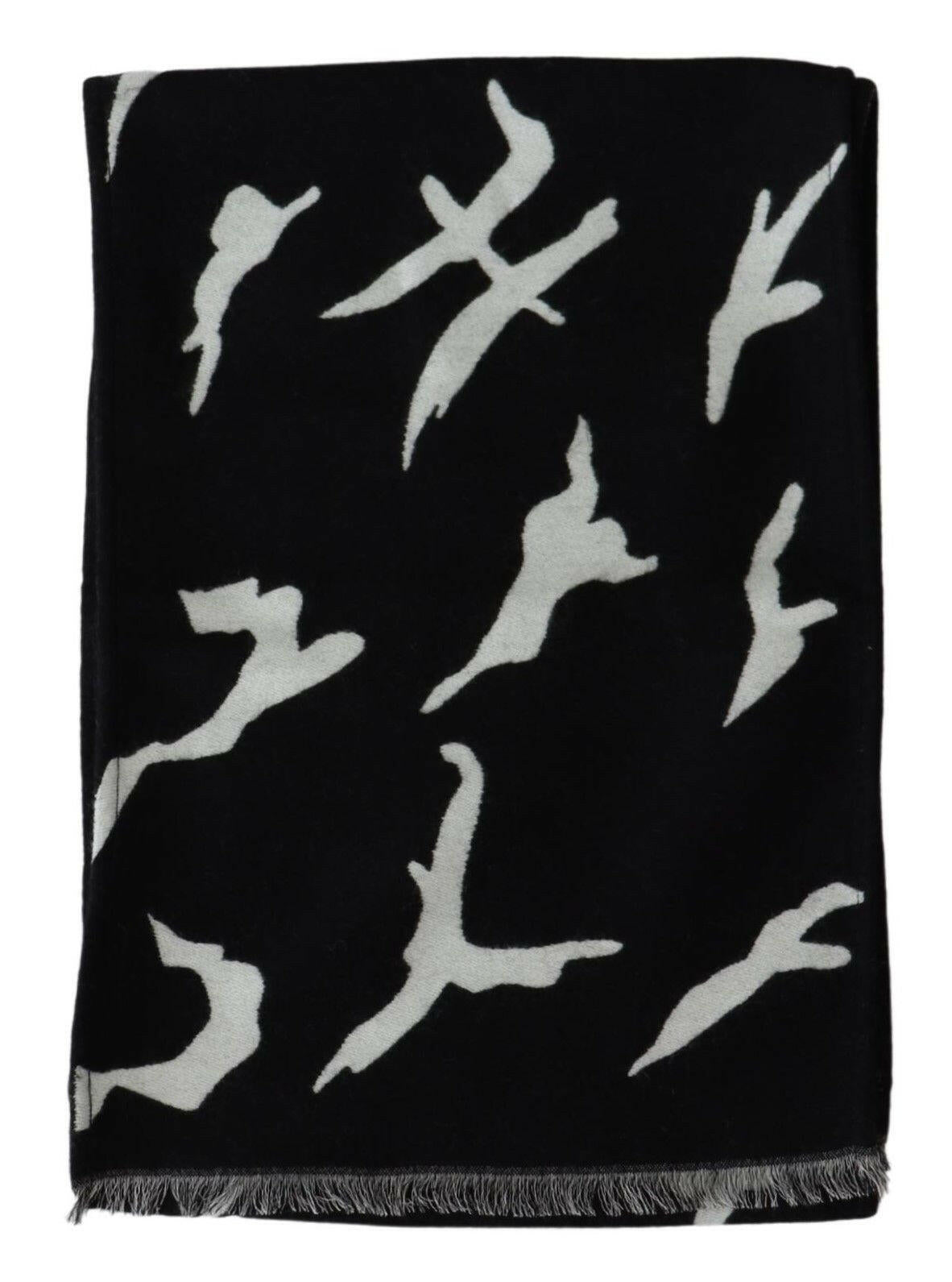 Givenchy Black White Wool Unisex Winter Warm Scarf Wrap Shawl.