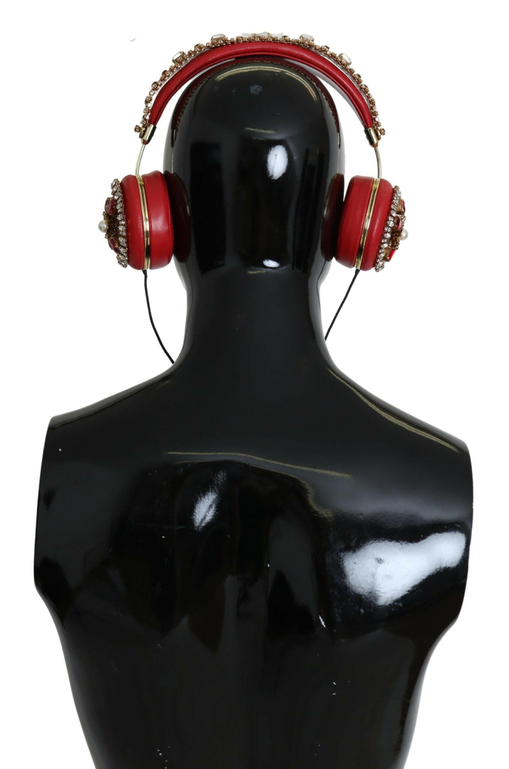 Dolce & Gabbana FRENDS Leather Red Floral Crystal Headset Headphones.