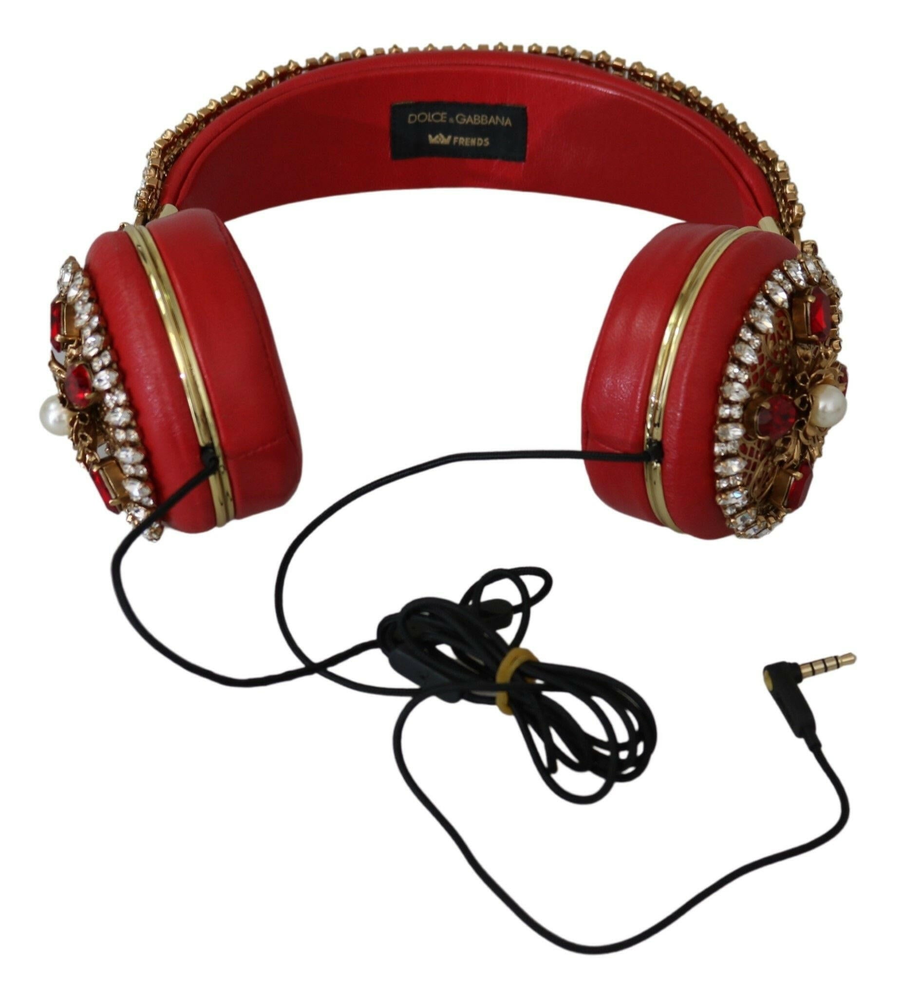 Dolce & Gabbana FRENDS Leather Red Floral Crystal Headset Headphones.