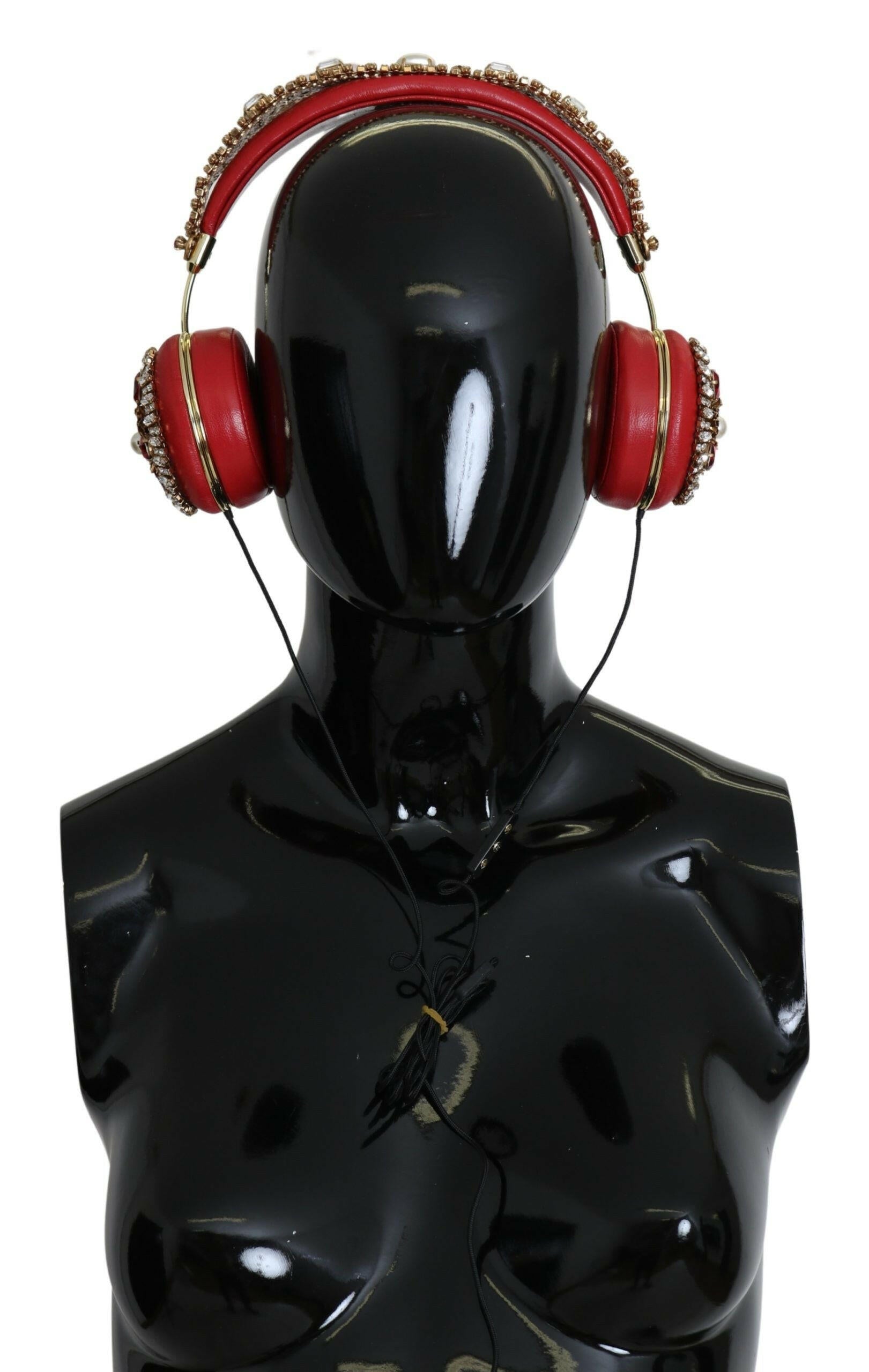 Dolce & Gabbana FRENDS Leather Red Floral Crystal Headset Headphones.