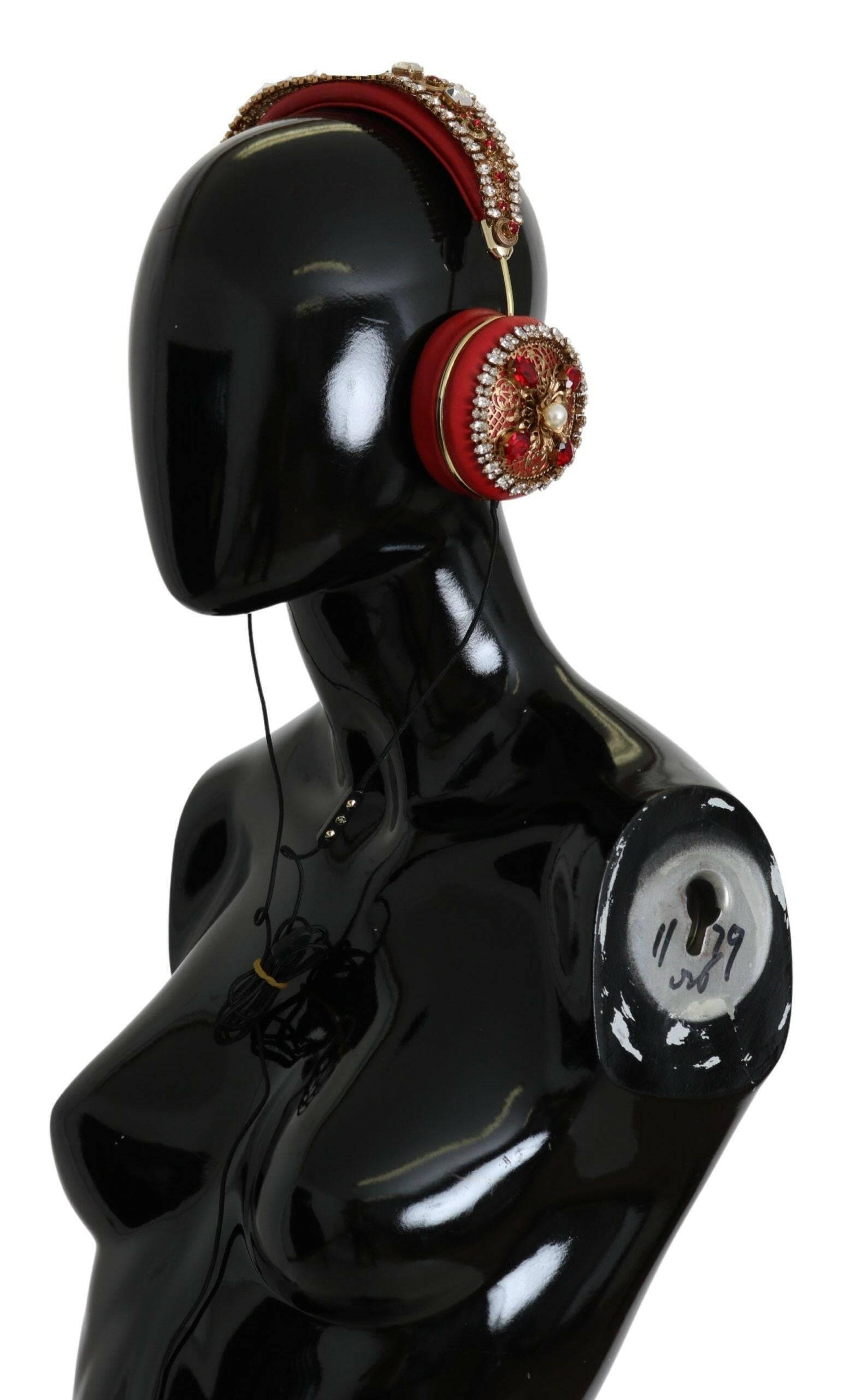 Dolce & Gabbana FRENDS Leather Red Floral Crystal Headset Headphones.