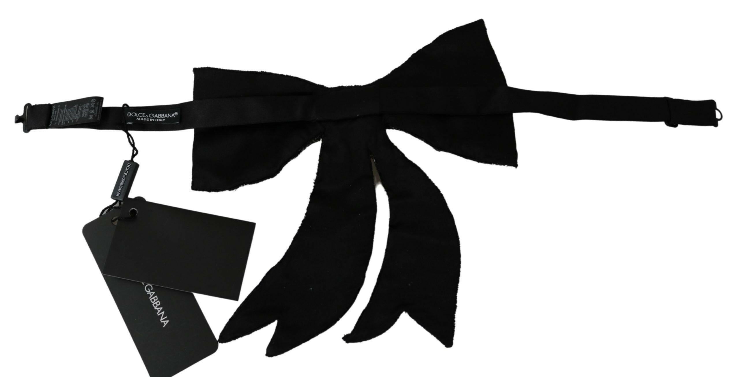 Dolce & Gabbana Silver Tone 100% Silk Crystal Embellished Women  Bowtie.