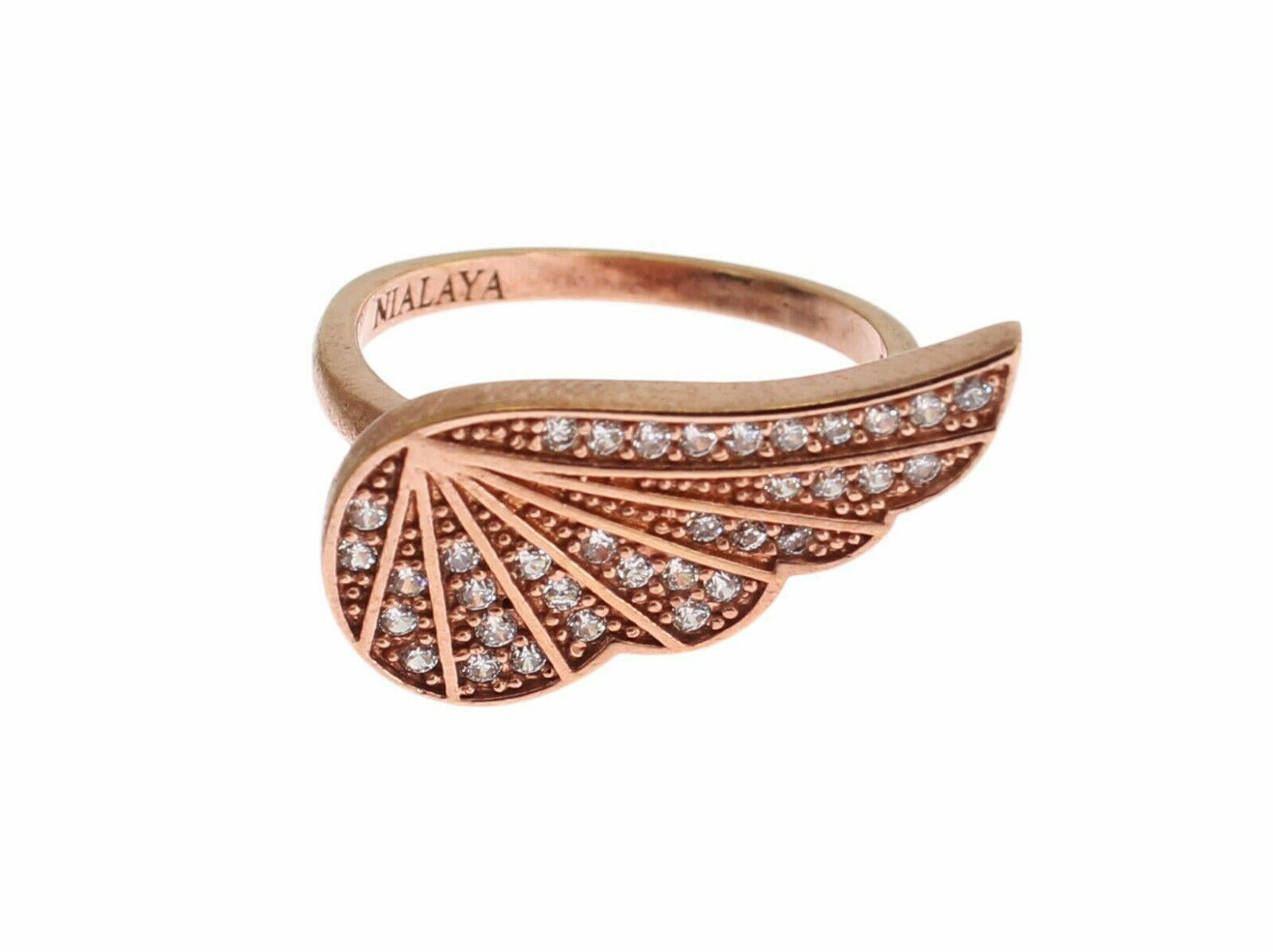 Nialaya Pink Gold 925 Silver Womens Clear CZ Ring.