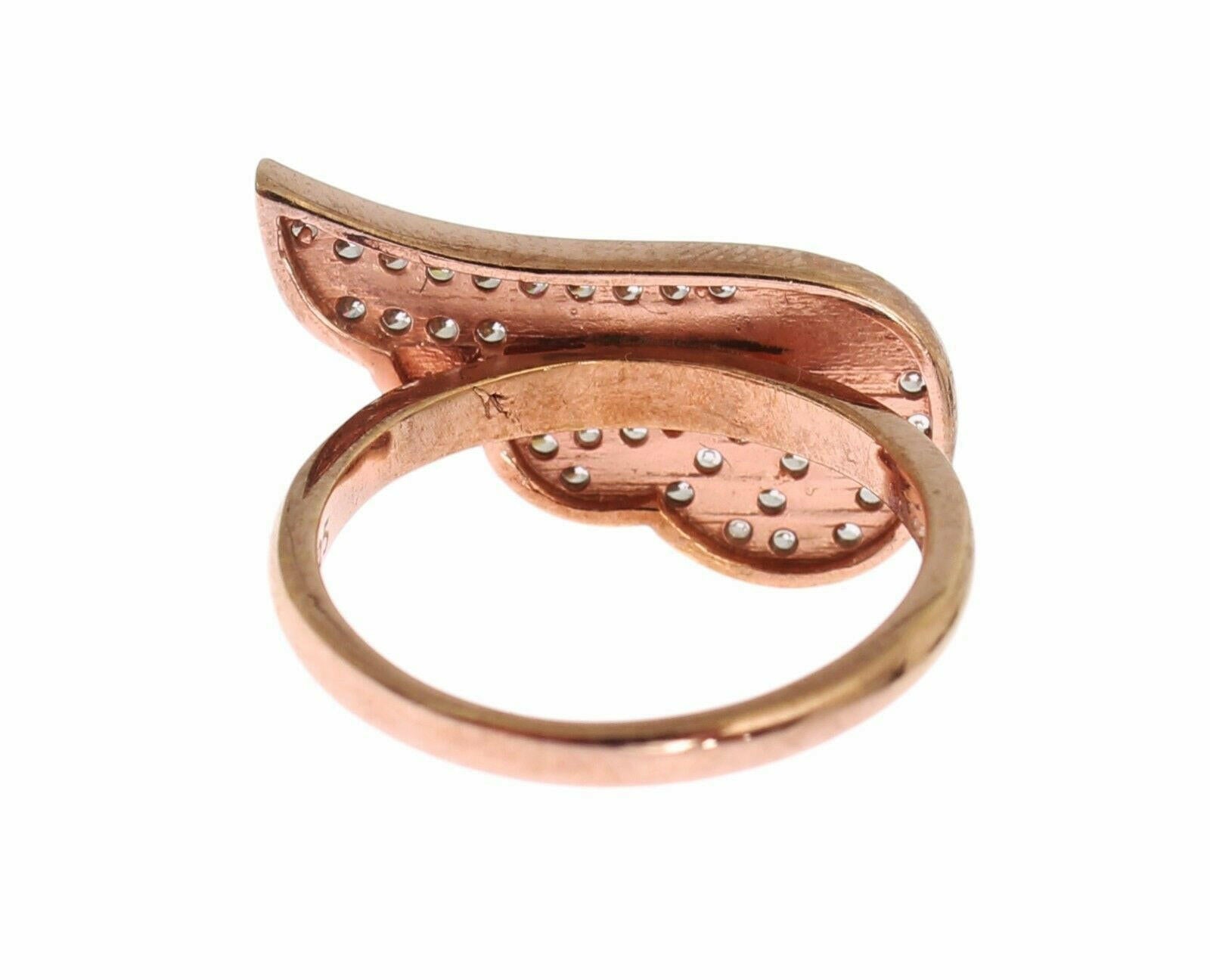 Nialaya Pink Gold 925 Silver Womens Clear CZ Ring.