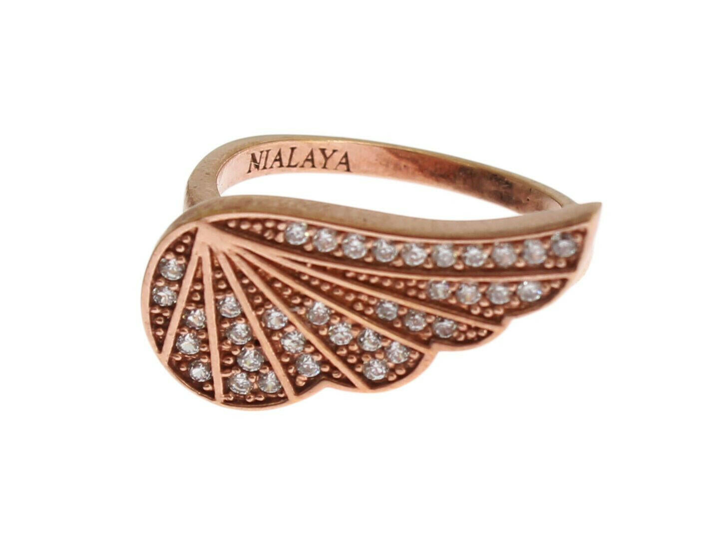 Nialaya Pink Gold 925 Silver Womens Clear CZ Ring.