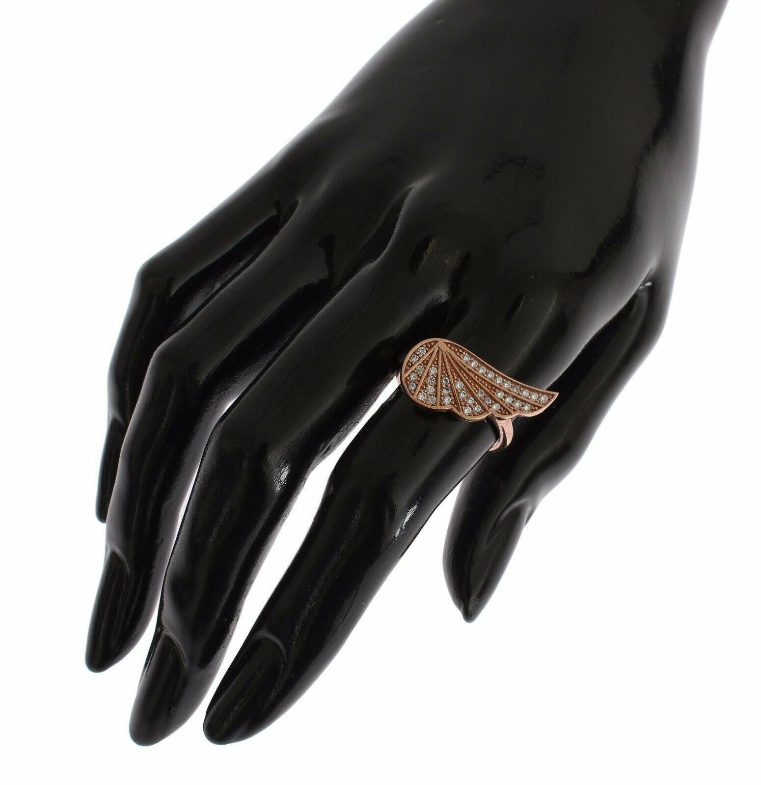 Nialaya Pink Gold 925 Silver Womens Clear CZ Ring.
