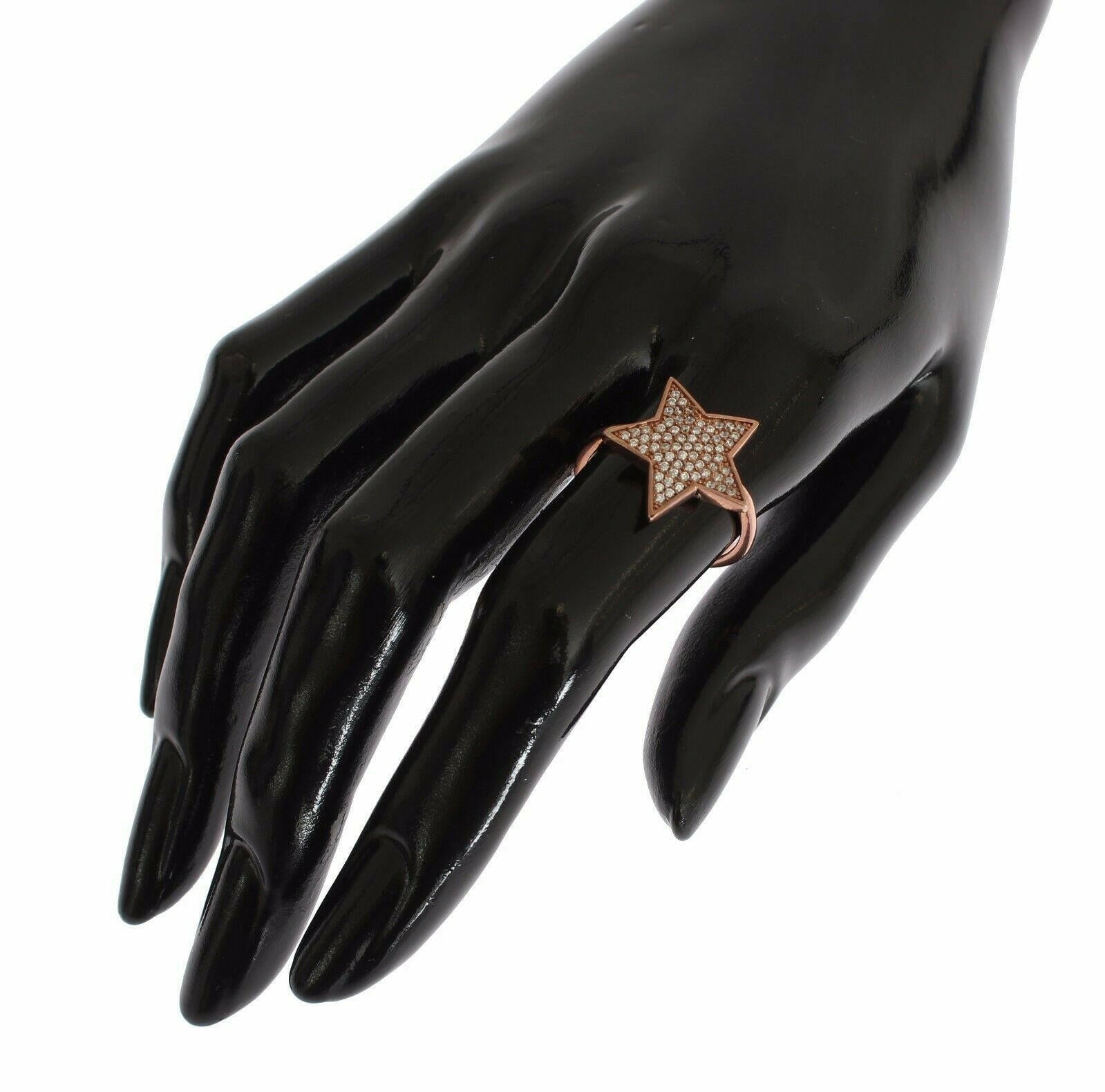 Nialaya Womens Clear CZ Star 925 Silver Ring.