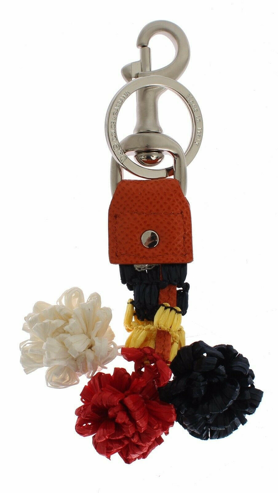 Dolce & Gabbana Multicolor Raffia Leather Clasp Finder Chain Keyring.