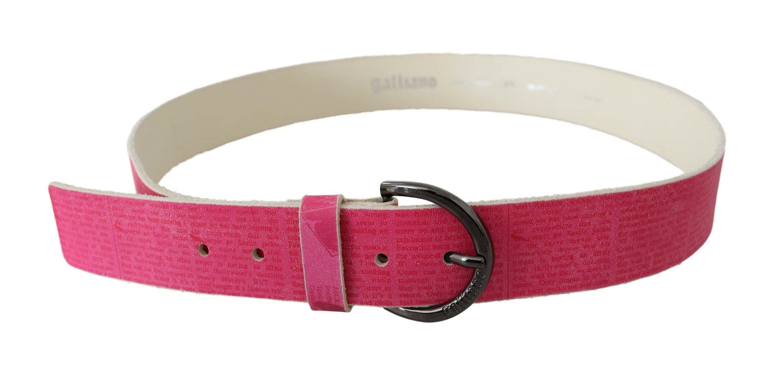 John Galliano Pink Leather Letter Logo Design Round Buckle Belt.