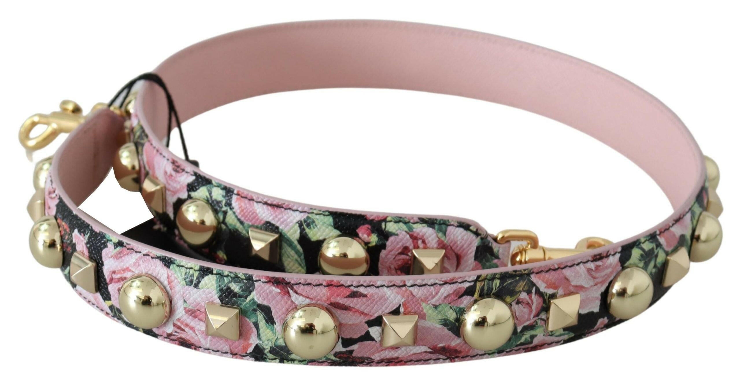 Dolce & Gabbana Pink Floral Gold Studs Bag Accessory Shoulder Strap.