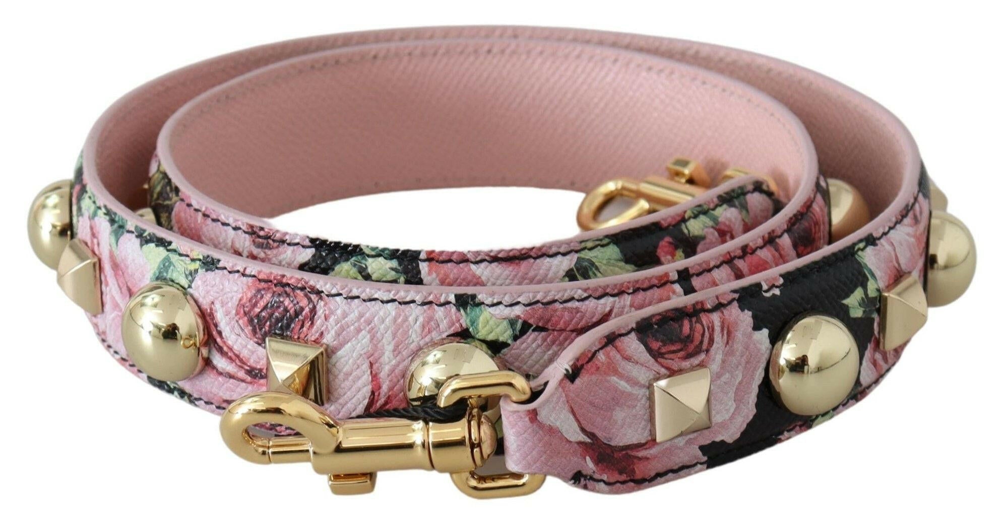 Dolce & Gabbana Pink Floral Gold Studs Bag Accessory Shoulder Strap.