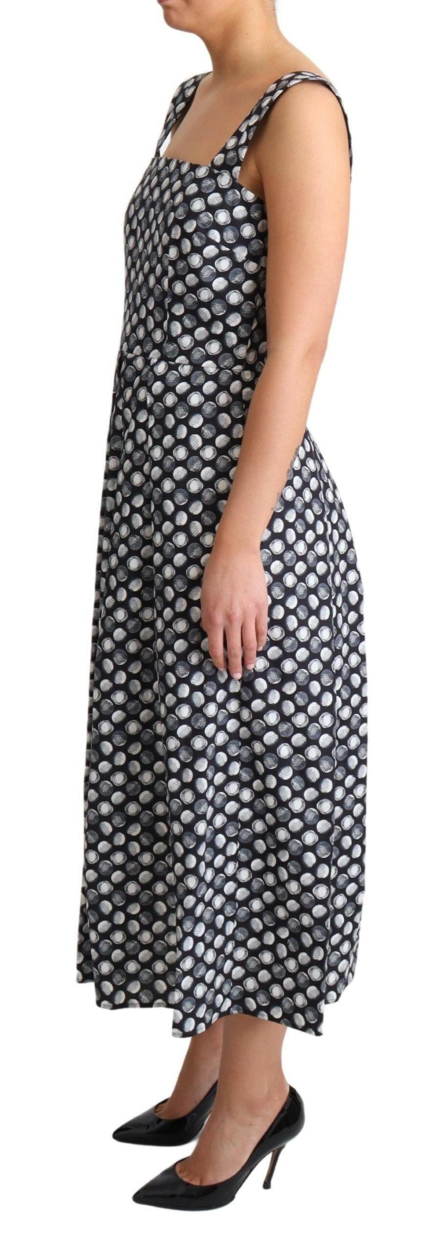Dolce & Gabbana Blue Geometric Cotton A-Line Gown Dress.
