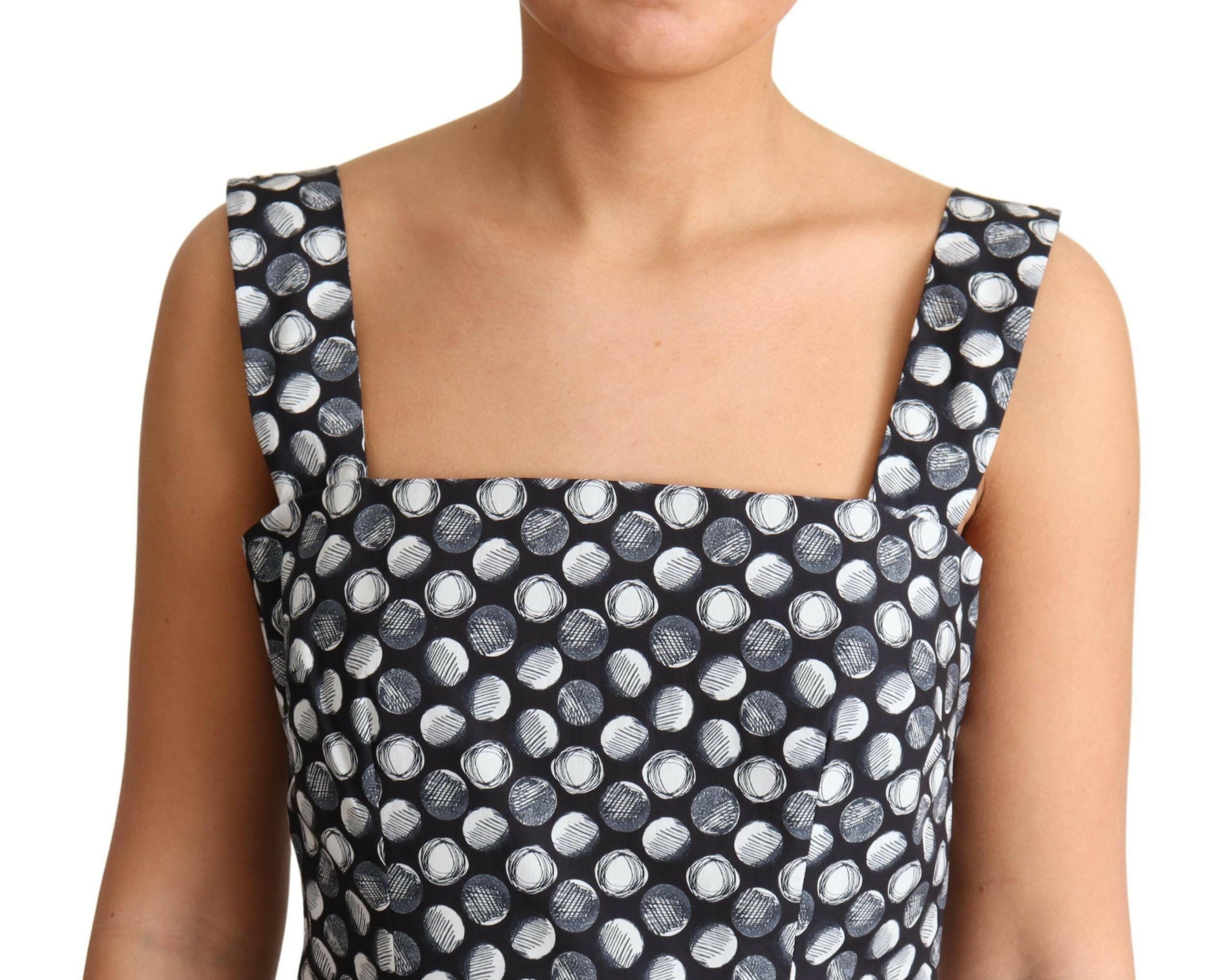 Dolce & Gabbana Blue Geometric Cotton A-Line Gown Dress.