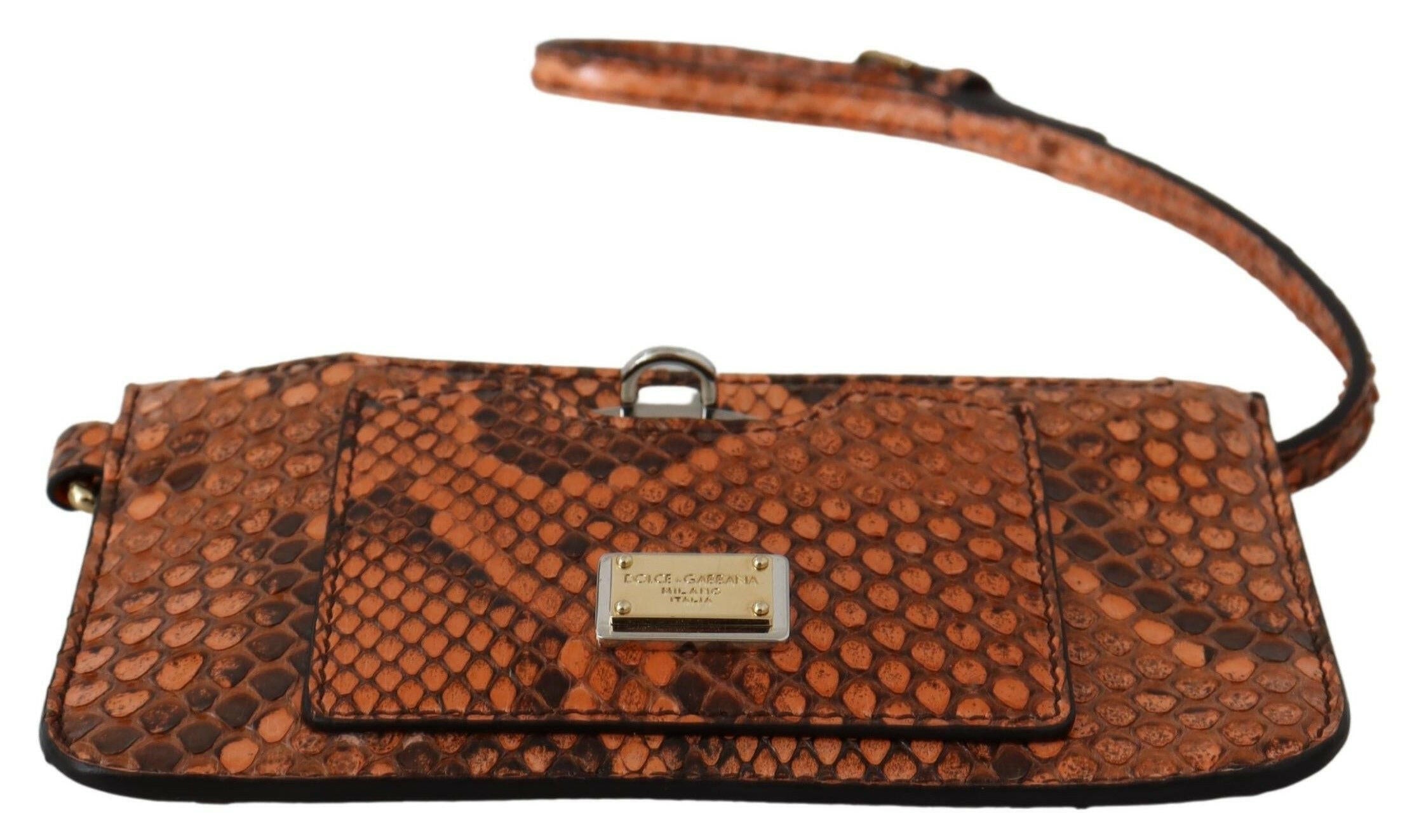Dolce & Gabbana Brown Leather Coin Purse Wristlet Mirror AGNESE Wallet.