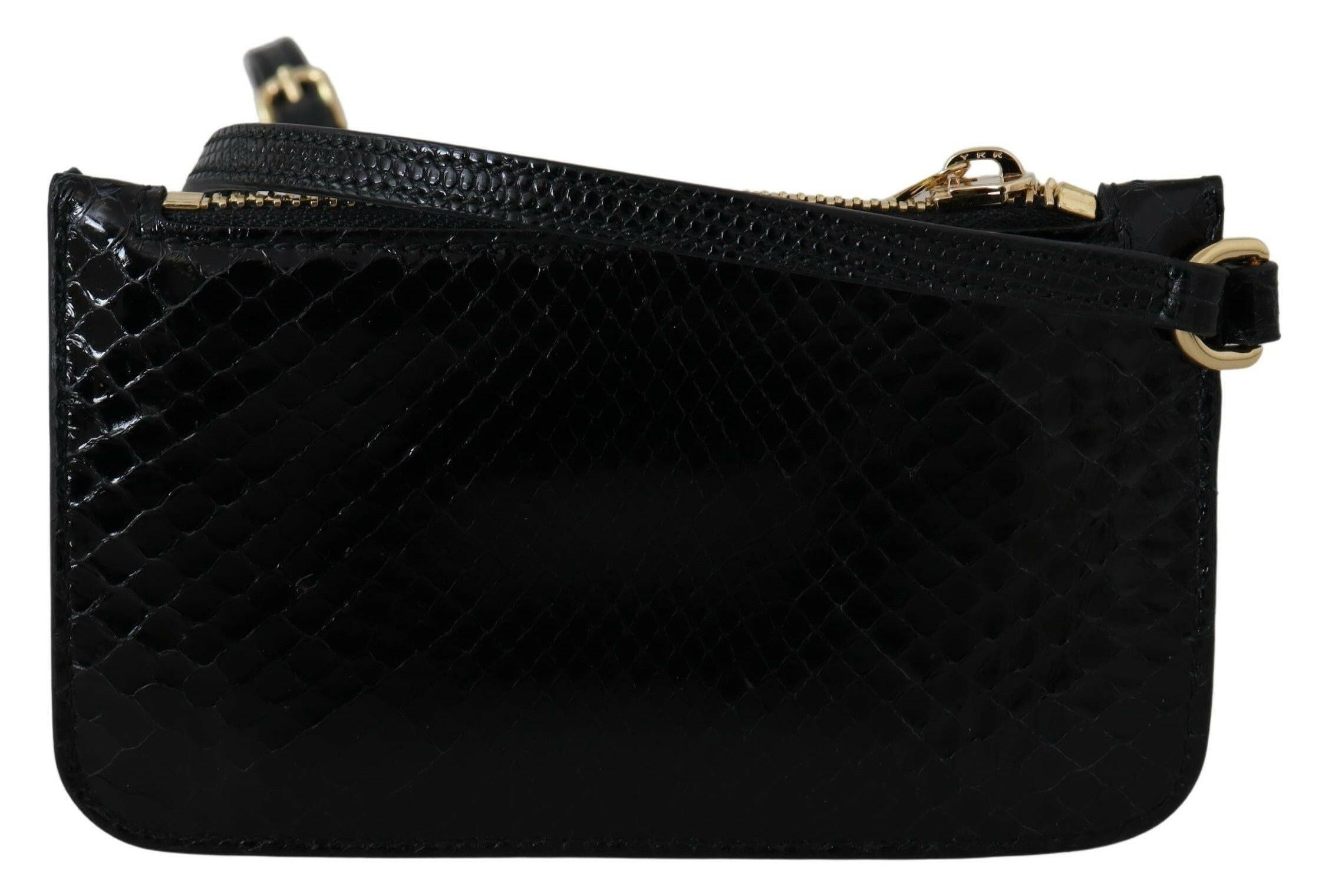 Dolce & Gabbana Black Leather Coin Purse Wristlet Mirror Agnese Wallet.