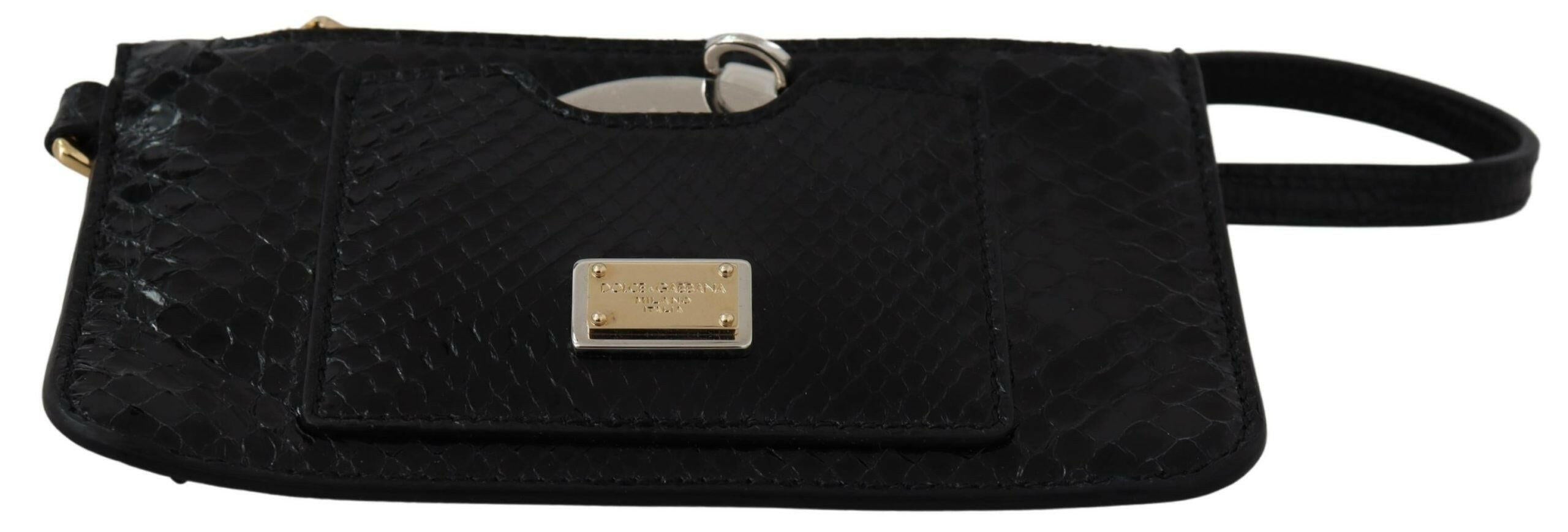 Dolce & Gabbana Black Leather Coin Purse Wristlet Mirror Agnese Wallet.