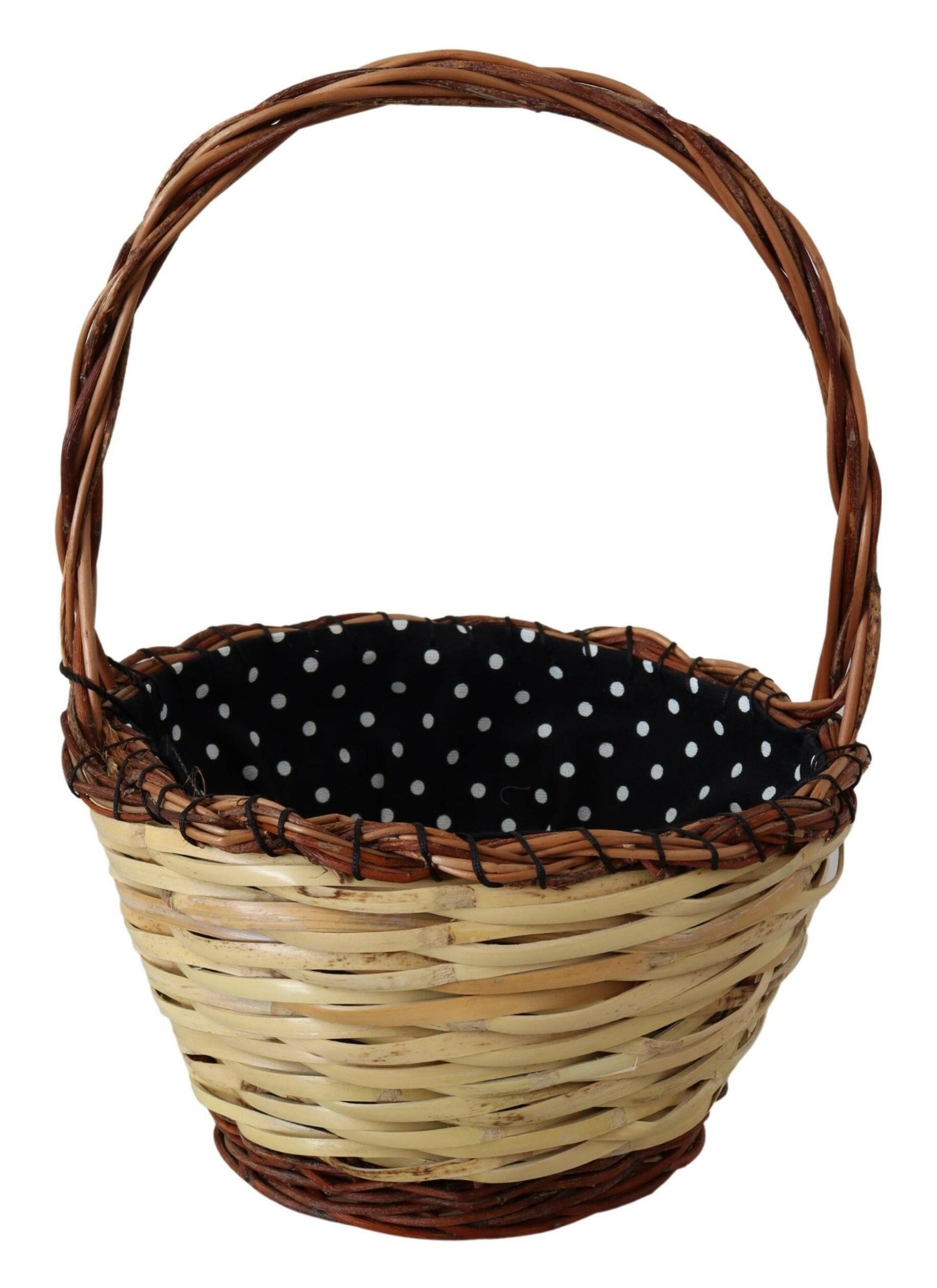 Dolce & Gabbana Beige Wood Wicker Rattan Basket Tote Bag.