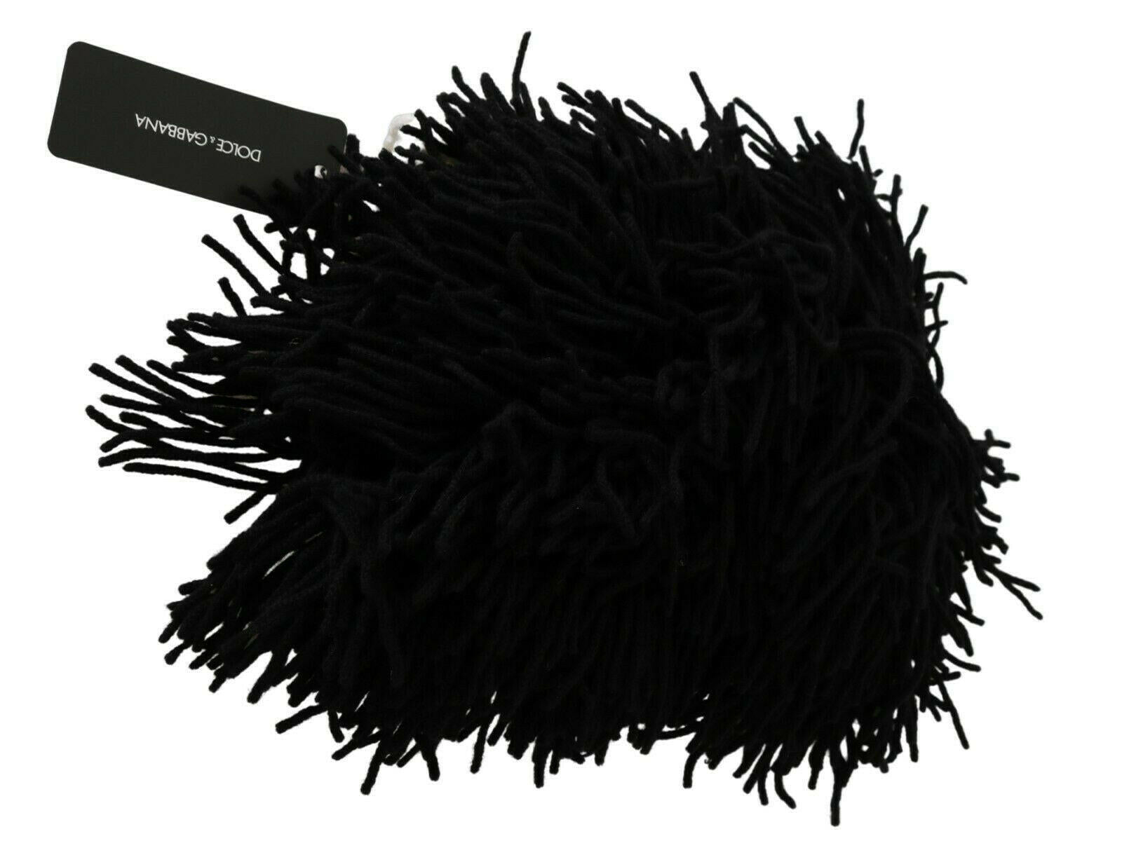 Dolce & Gabbana Black White Knitted Cashmere Animal Design Hat.