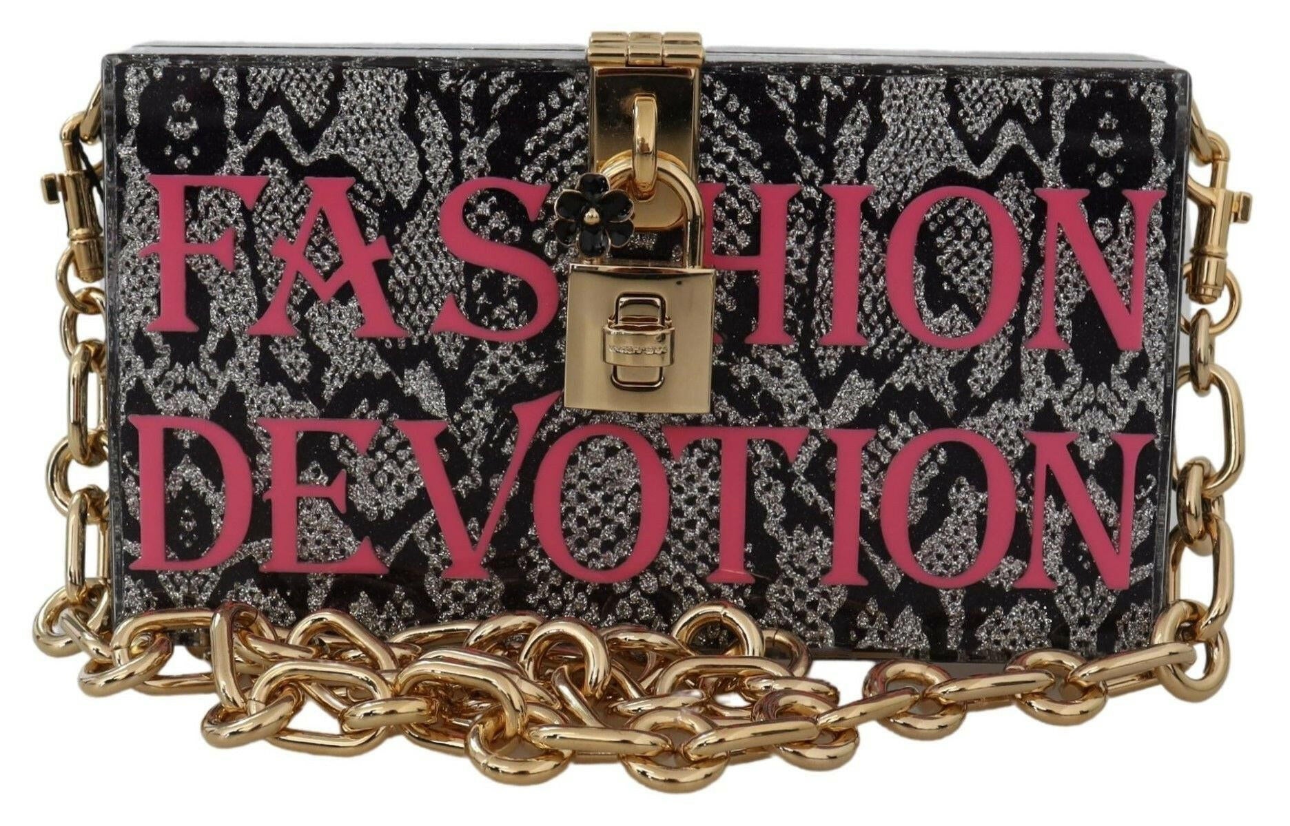 Dolce & Gabbana Gray Fashion Devotion Clutch Plexi SICILY BOX Purse.