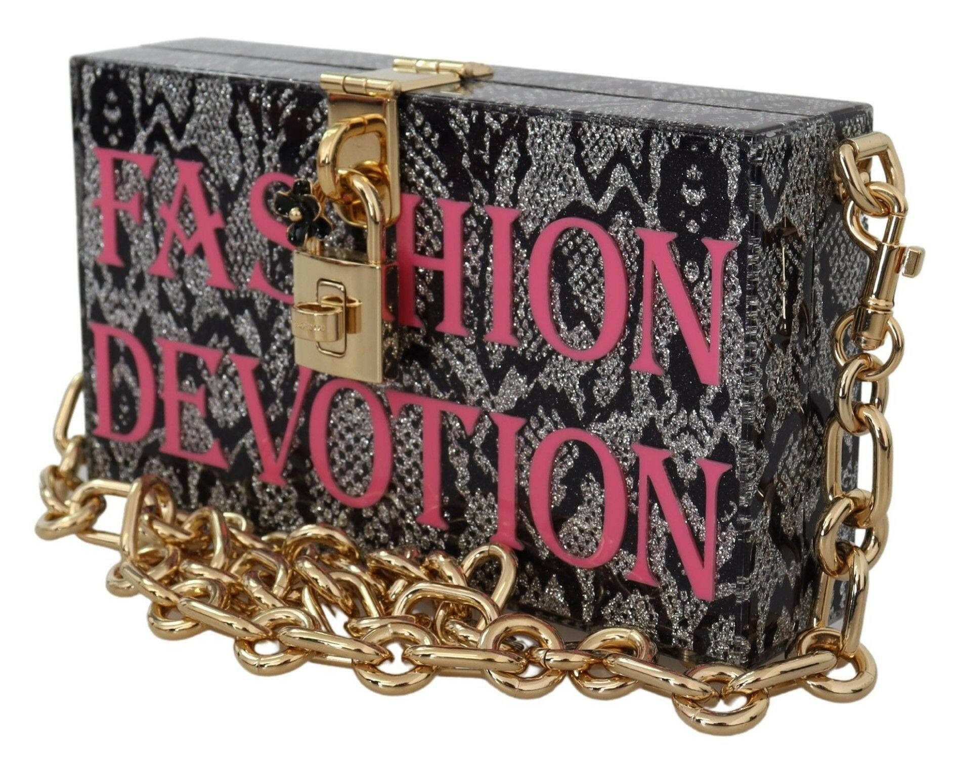 Dolce & Gabbana Gray Fashion Devotion Clutch Plexi SICILY BOX Purse.