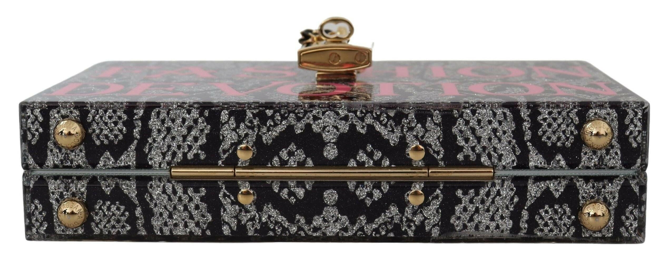 Dolce & Gabbana Gray Fashion Devotion Clutch Plexi SICILY BOX Purse.