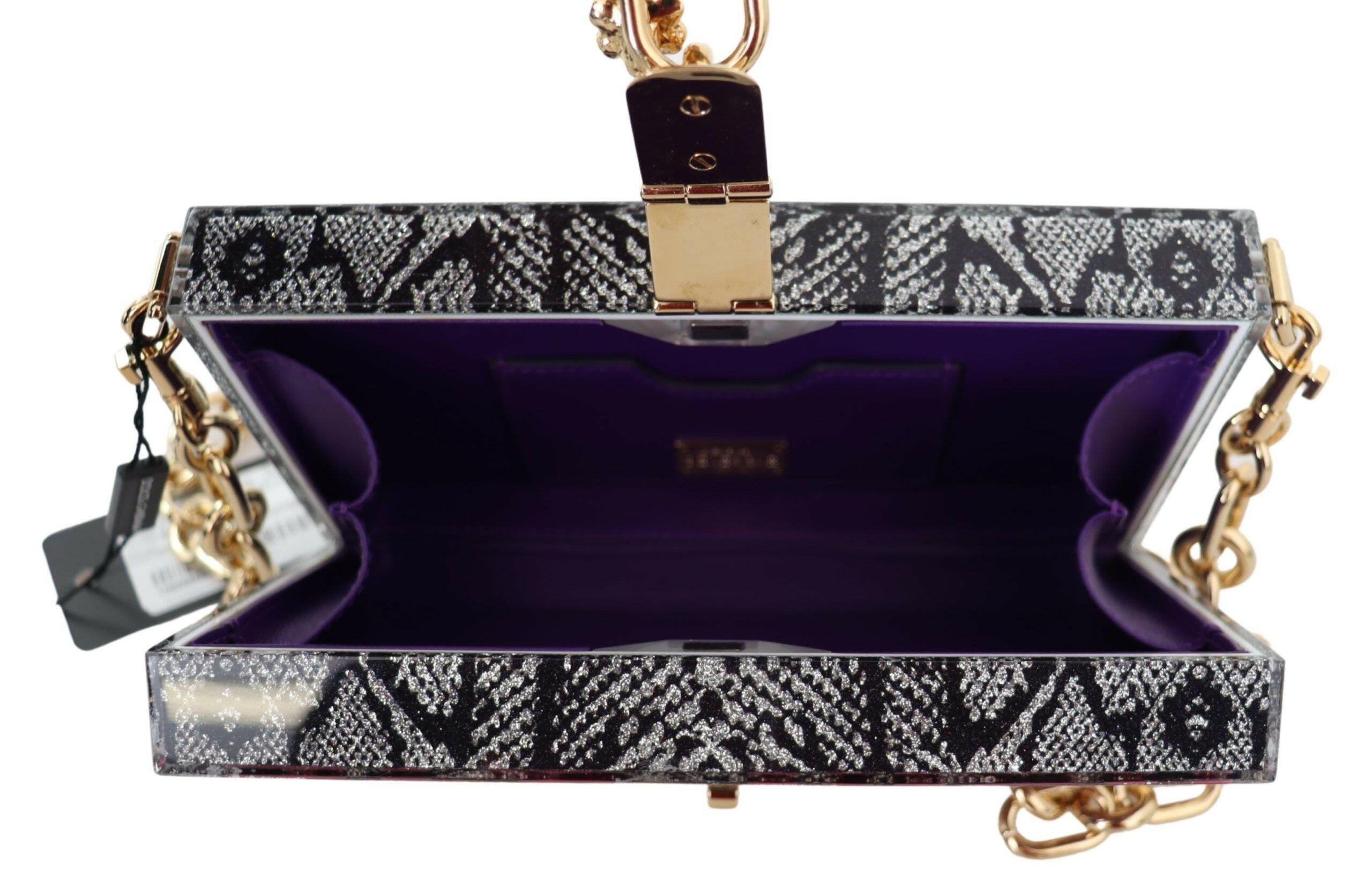 Dolce & Gabbana Gray Fashion Devotion Clutch Plexi SICILY BOX Purse.