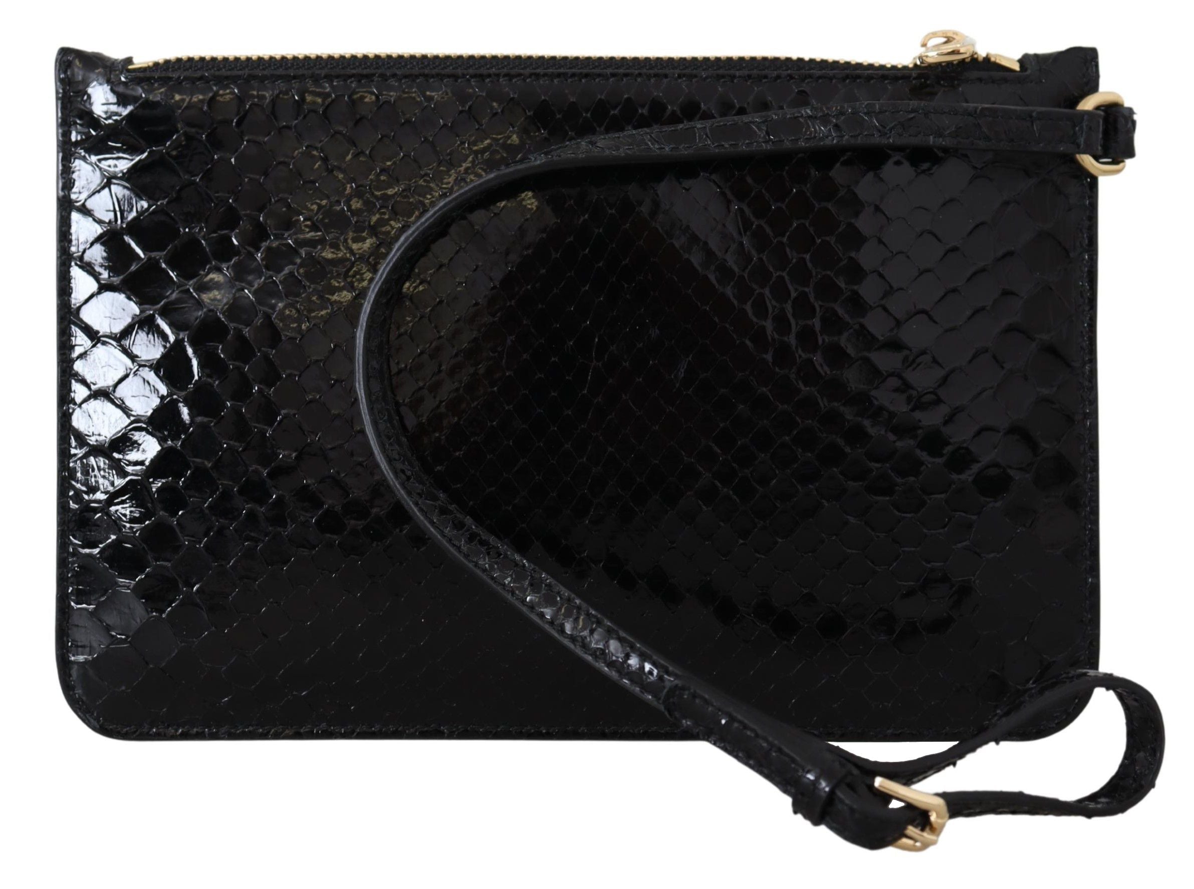Dolce & Gabbana Black Leather Coin Purse Wristlet Mirror Agnese Wallet.