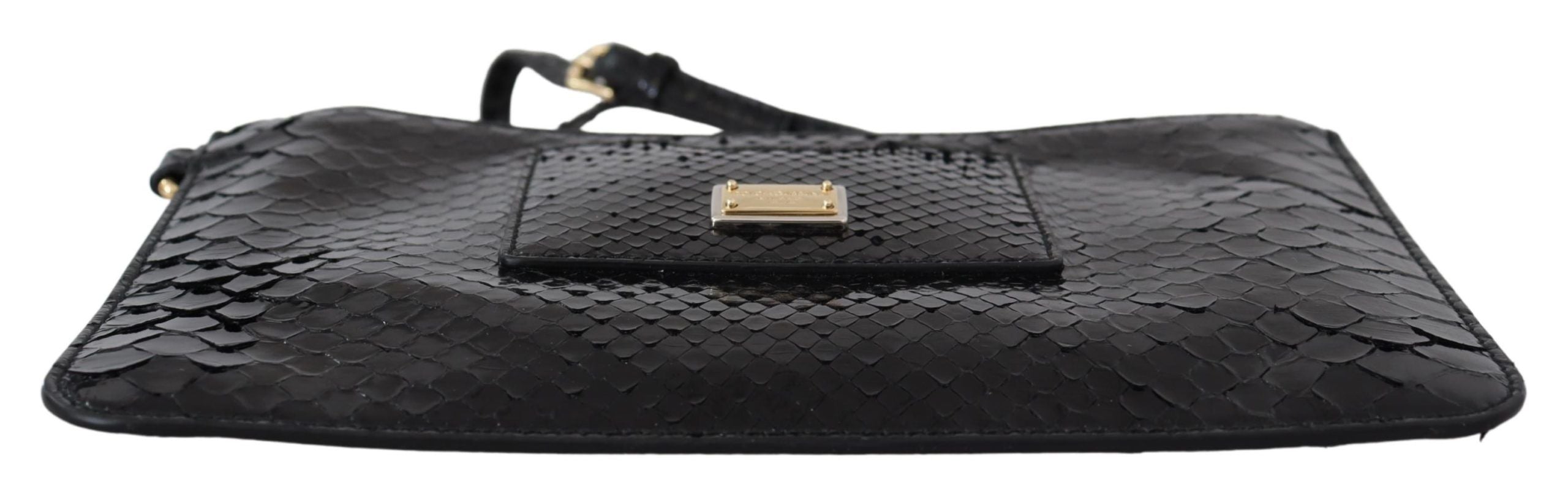 Dolce & Gabbana Black Leather Coin Purse Wristlet Mirror Agnese Wallet.