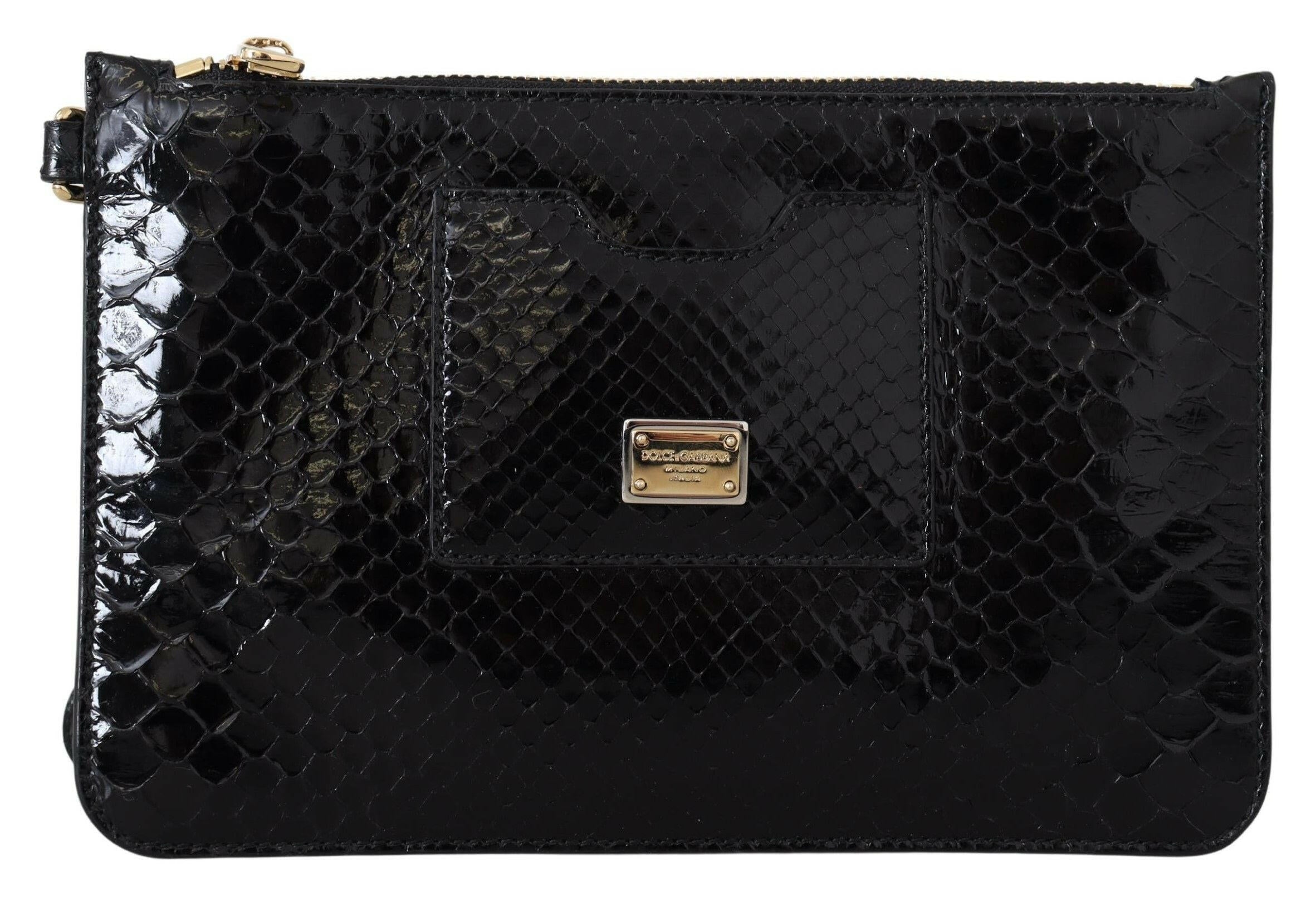 Dolce & Gabbana Black Leather Coin Purse Wristlet Mirror Agnese Wallet.
