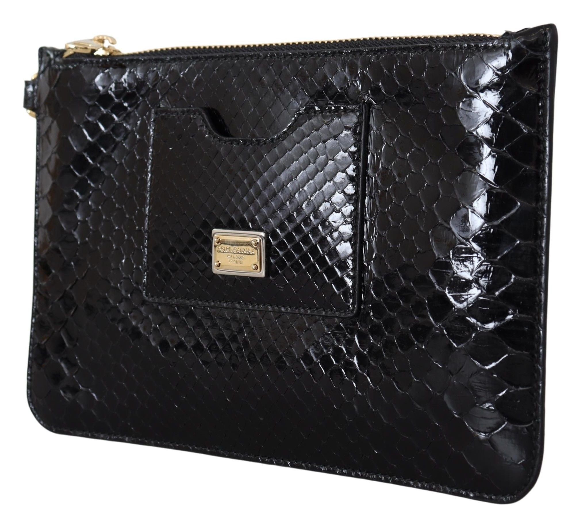 Dolce & Gabbana Black Leather Coin Purse Wristlet Mirror Agnese Wallet.