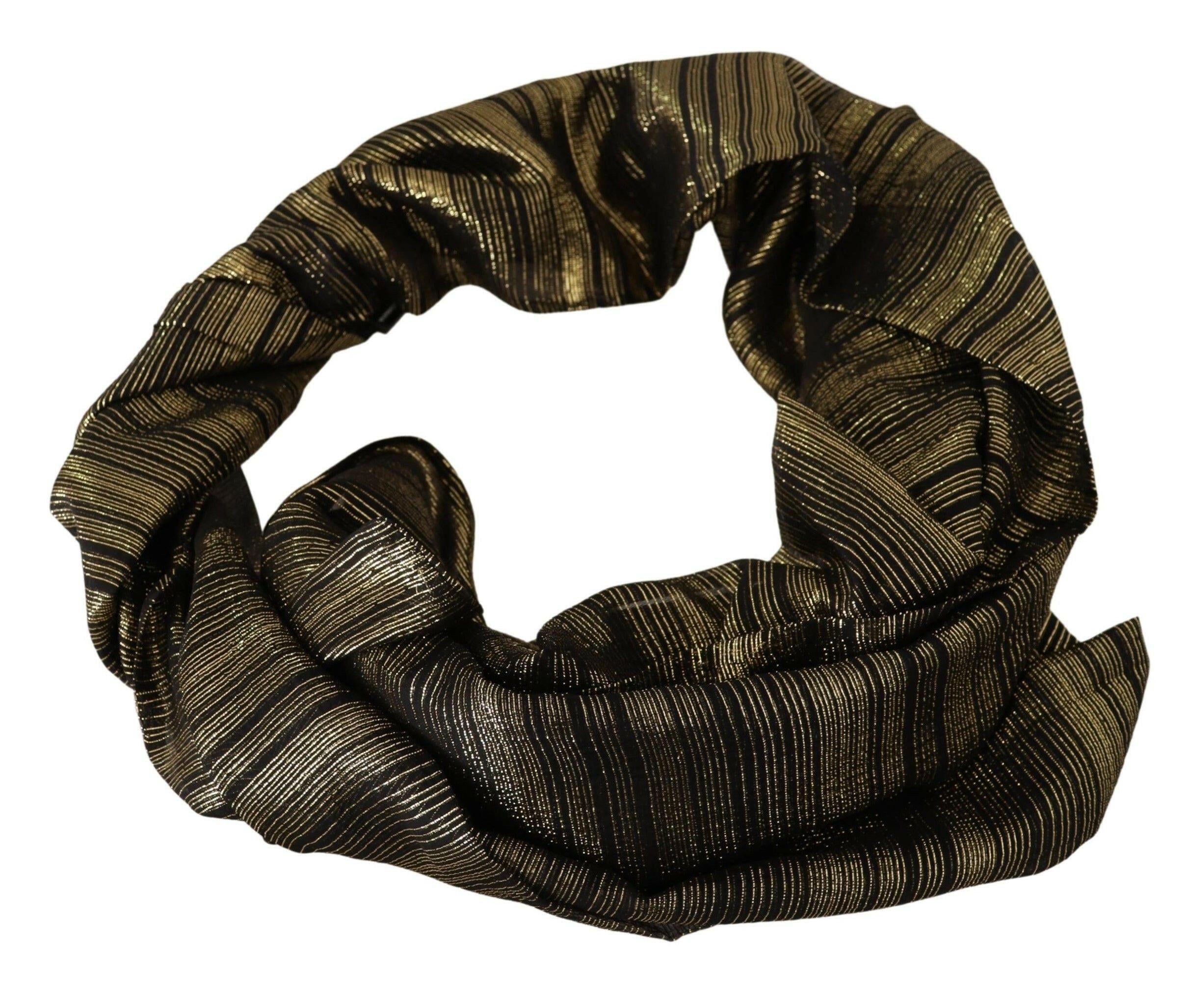 Dolce & Gabbana Metallic Gold Silk Stretch Shawl Wrap Scarf.