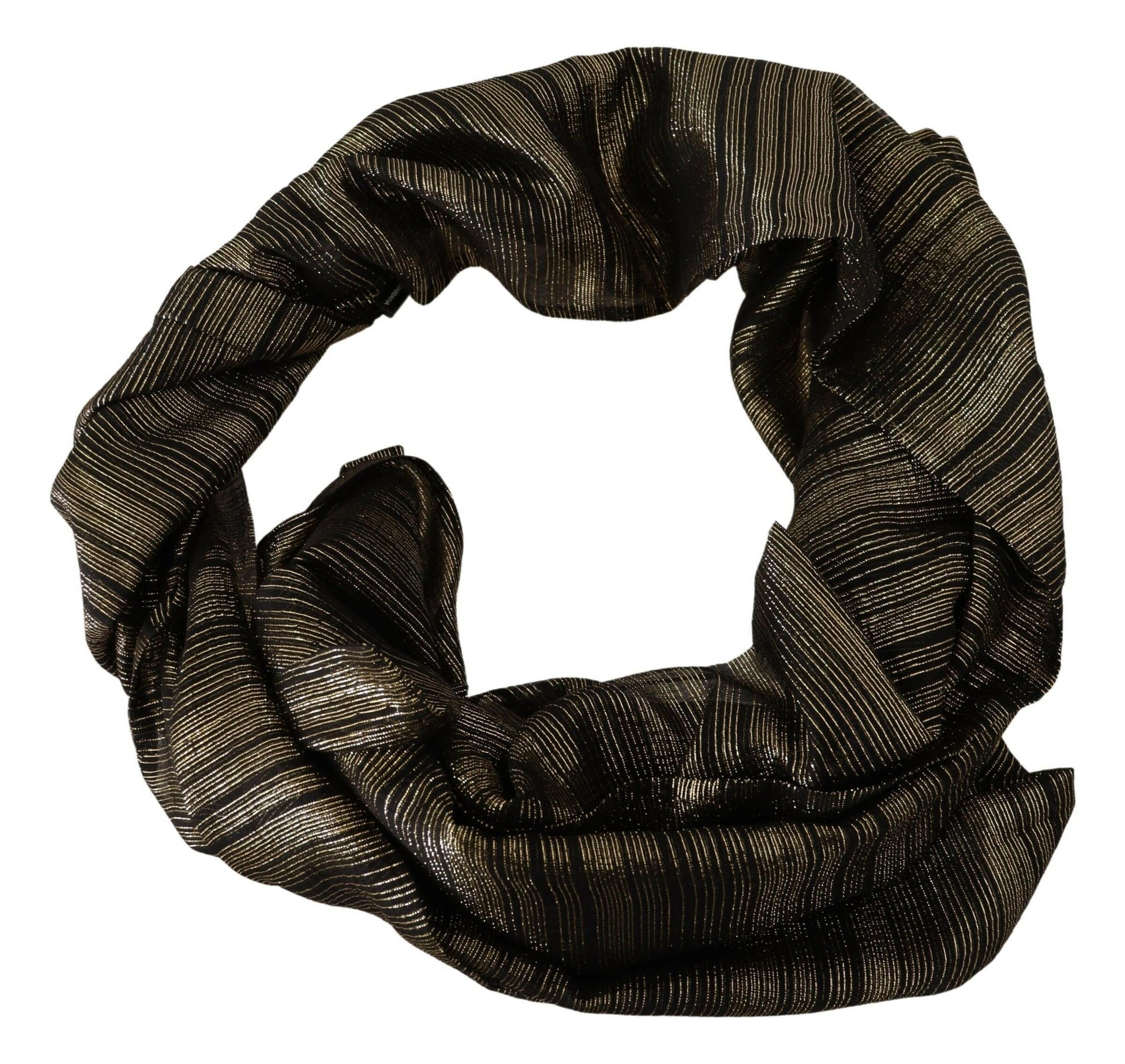 Dolce & Gabbana Metallic Gold Silk Stretch Shawl Wrap Scarf.