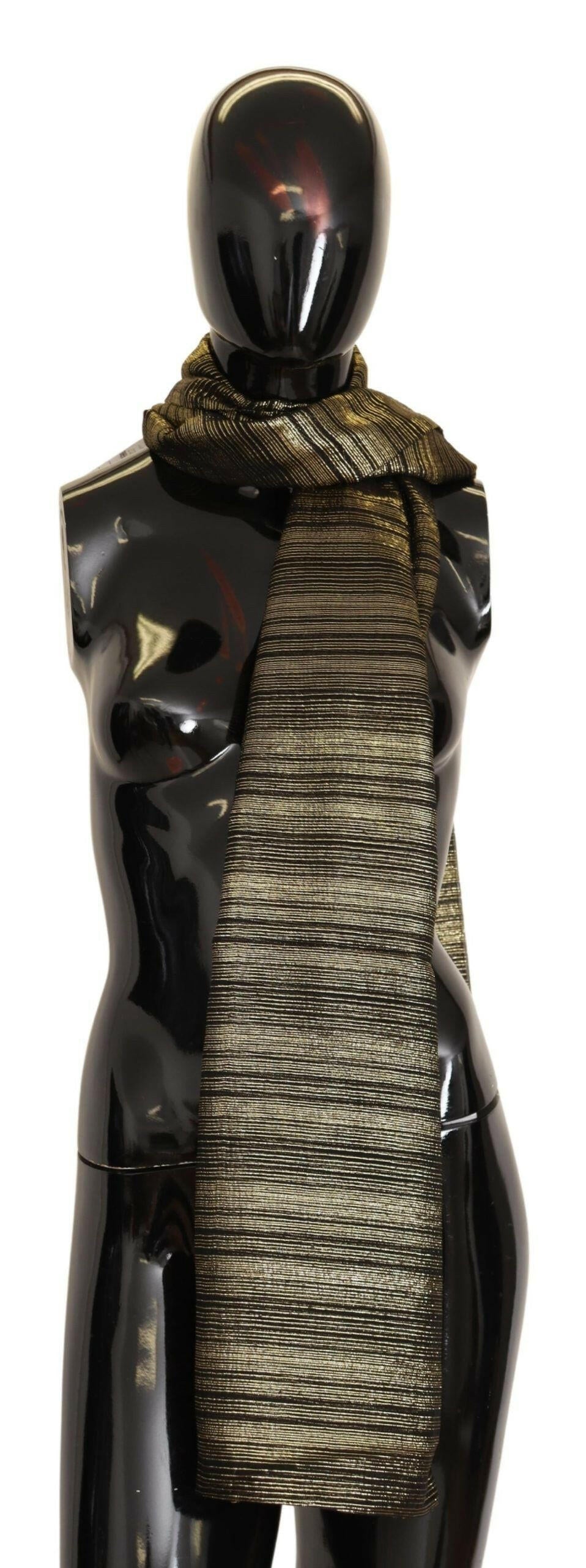 Dolce & Gabbana Metallic Gold Silk Stretch Shawl Wrap Scarf.