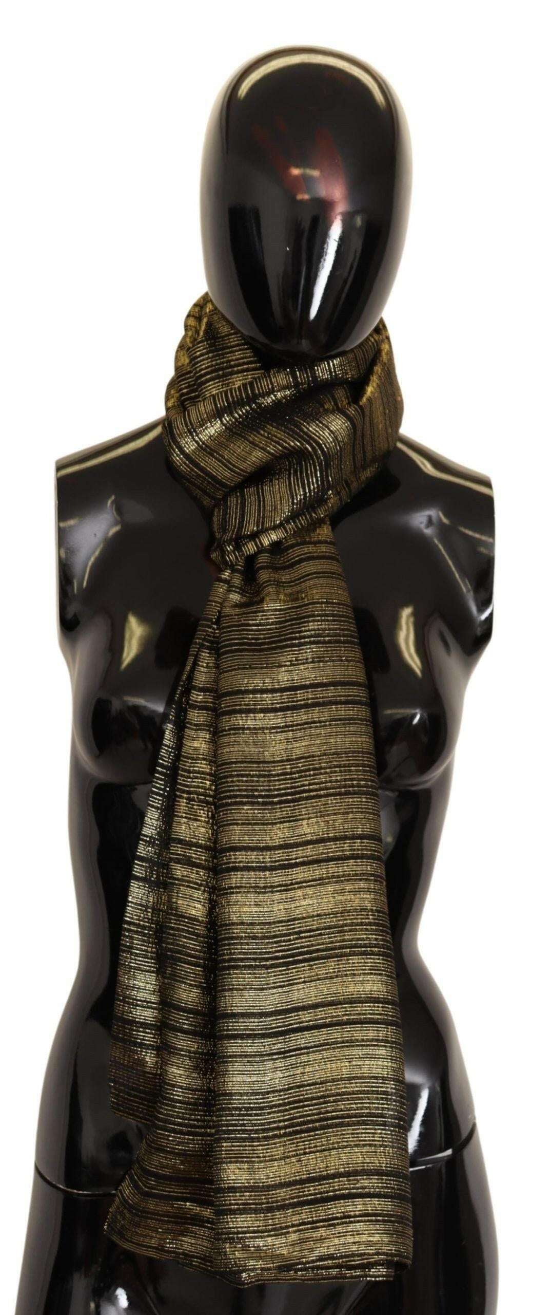 Dolce & Gabbana Metallic Gold Silk Stretch Shawl Wrap Scarf.