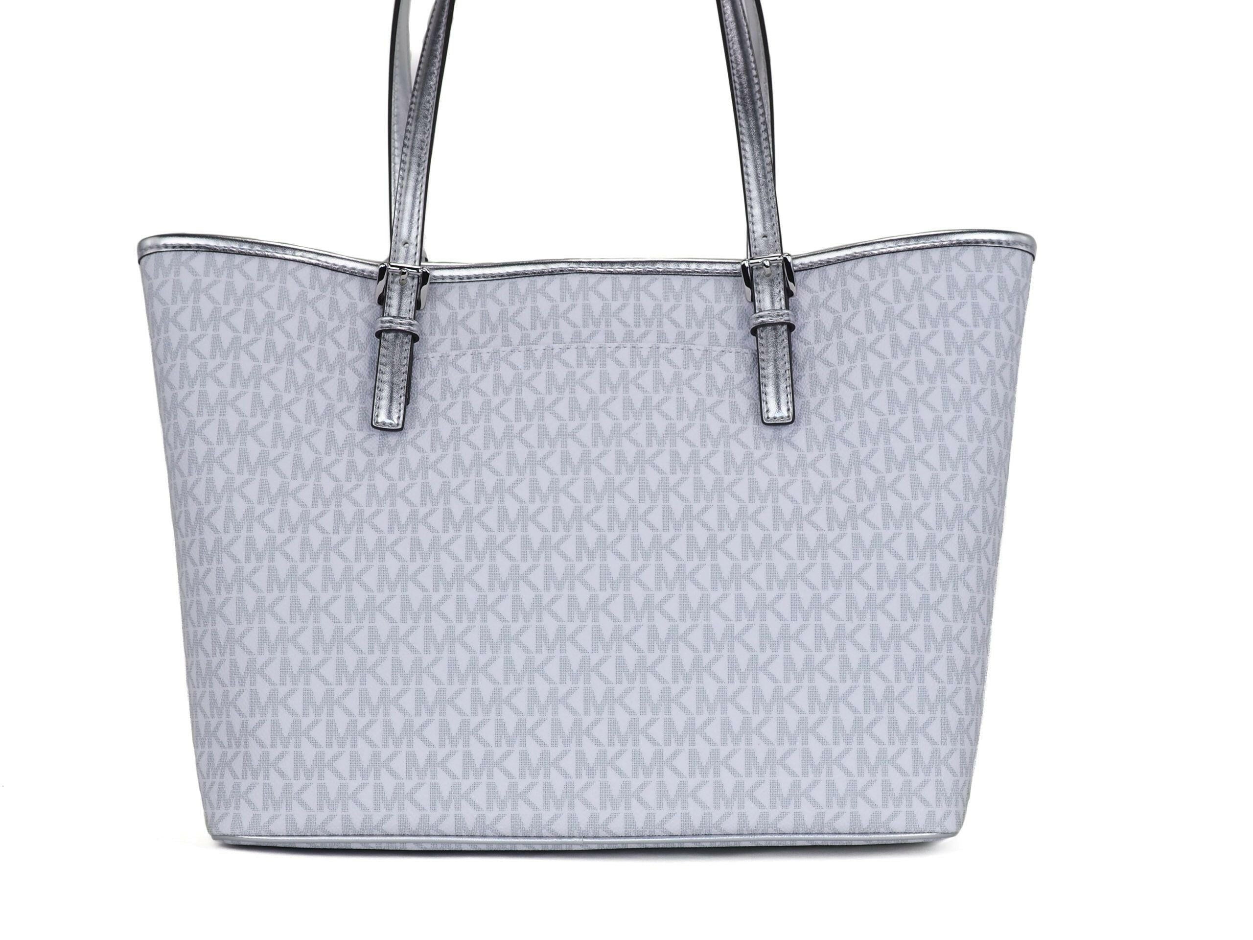 Michael Kors Jet Set Girls Print Medium Signature PVC Carryall Shoulder Tote Handbag (Bright White Multi).