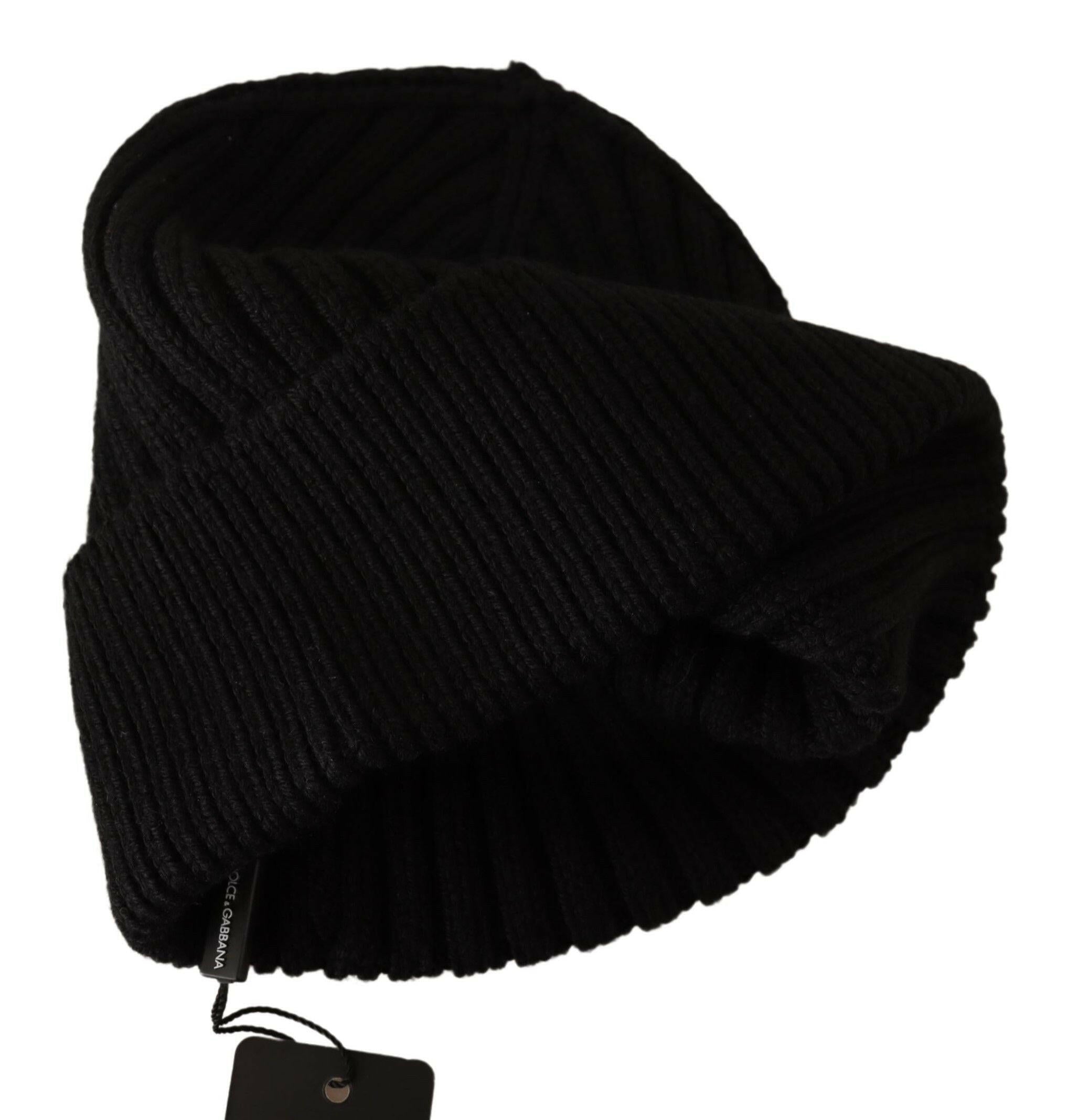 Dolce & Gabbana Black Wool Knit Women Winter Hat.