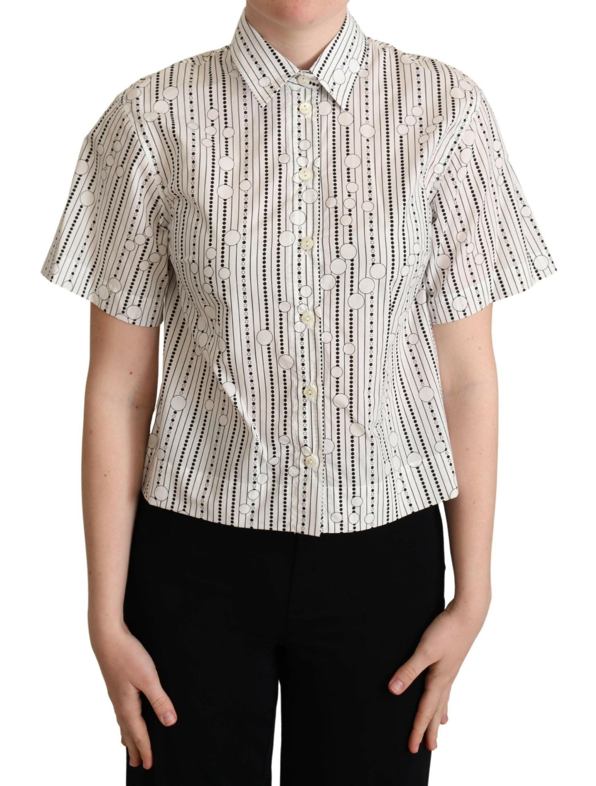 Dolce & Gabbana White Circles Dots Collared Button Up Shirt.
